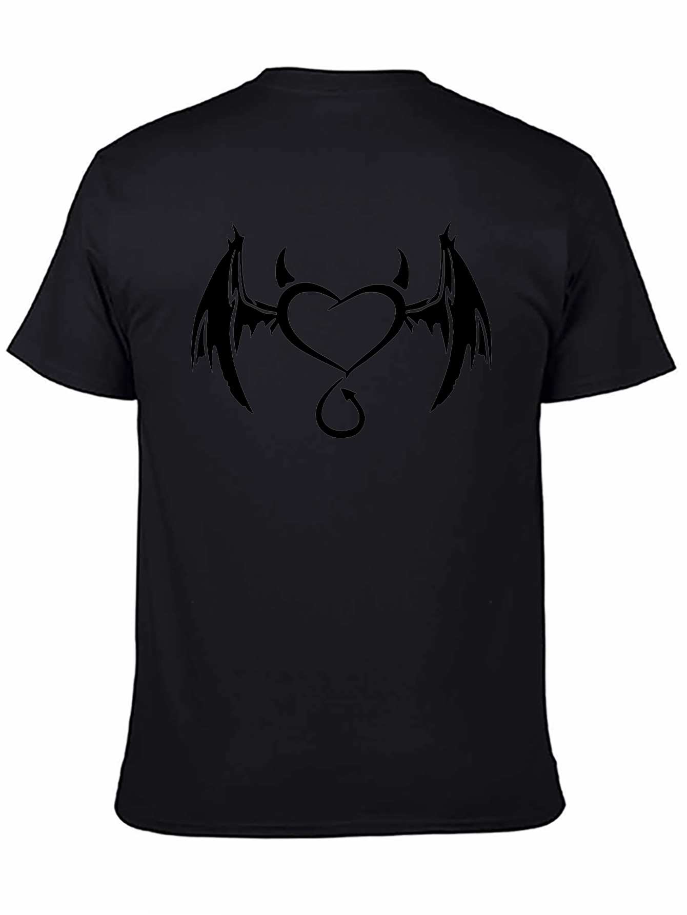 Devil Heart Graphic Tee - Black Cotton T-Shirt