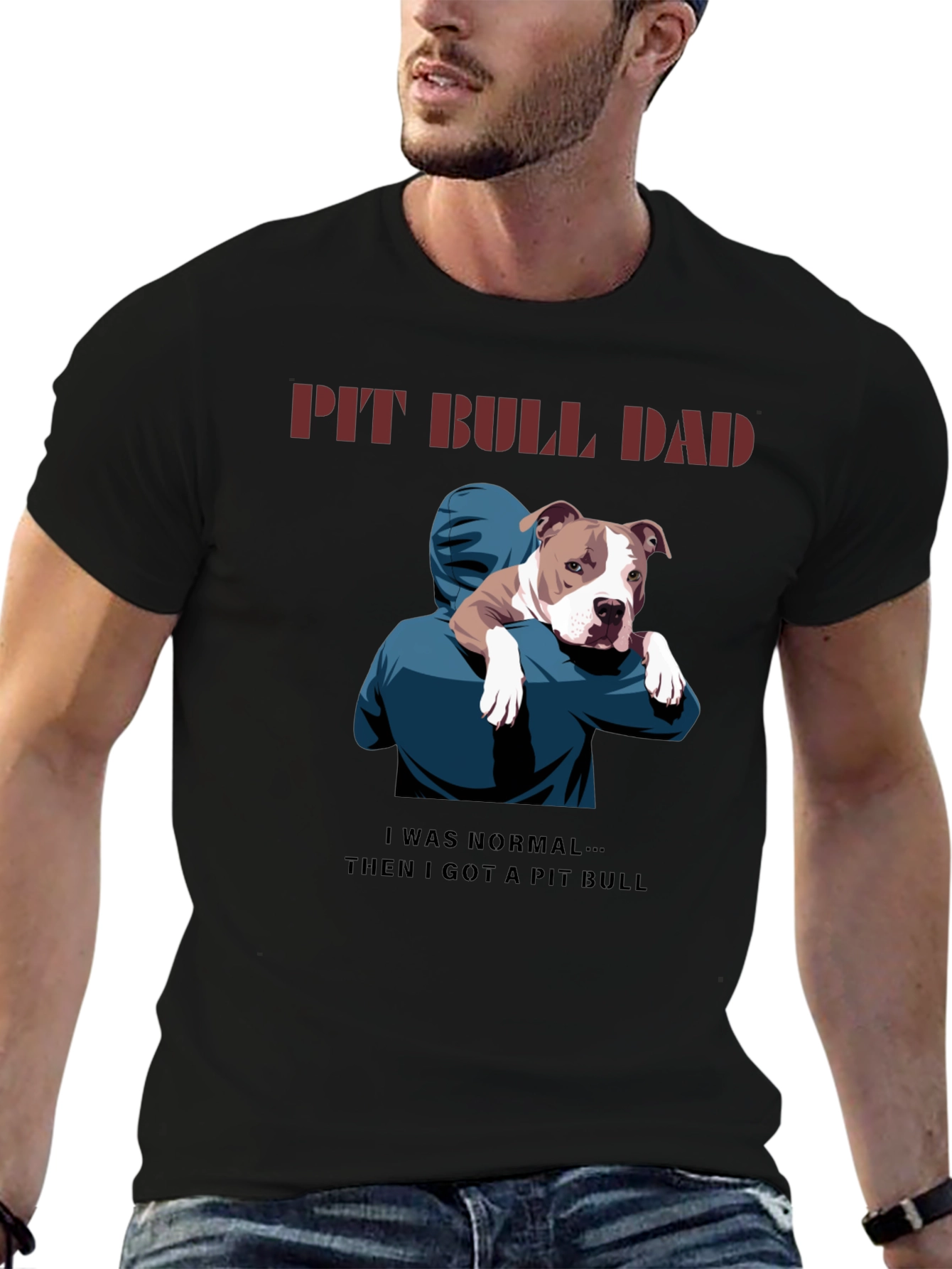 Pit Bull Dad Graphic T-Shirt - Dog Lover Tee