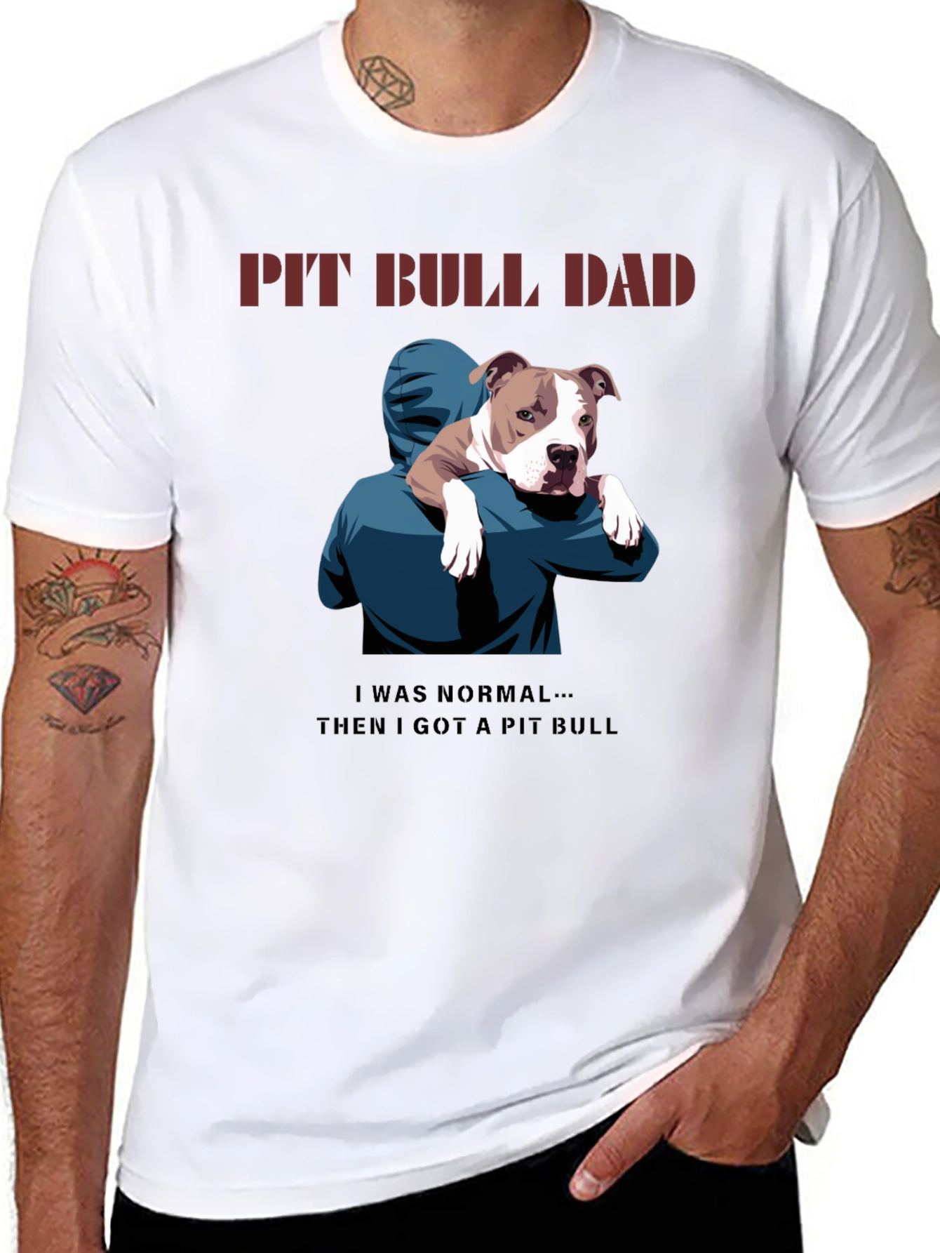 Pit Bull Dad Graphic T-Shirt - Dog Lover Tee
