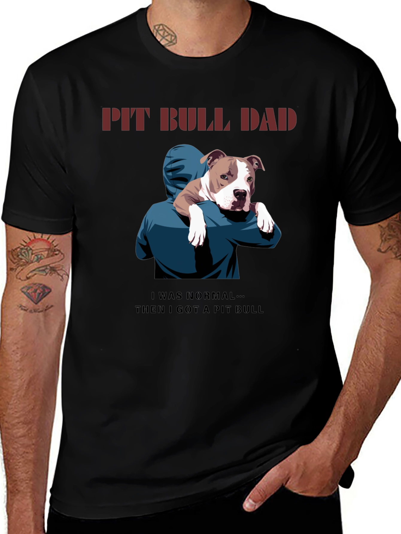 Pit Bull Dad Graphic T-Shirt - Dog Lover Tee
