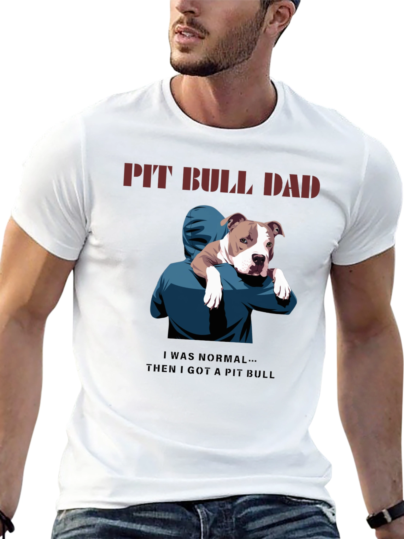 Pit Bull Dad Graphic T-Shirt - Dog Lover Tee