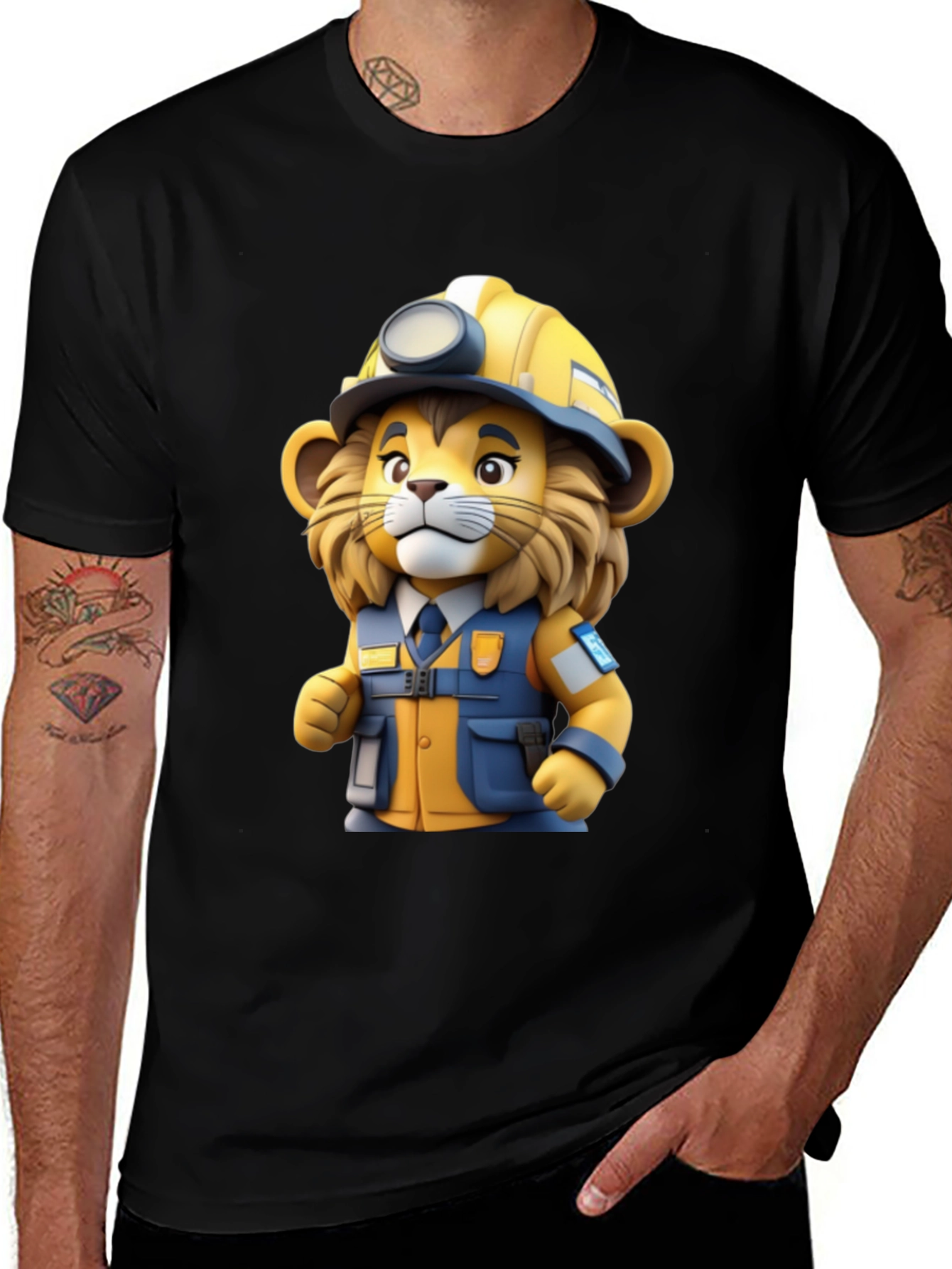 Cartoon Lion Miner T-Shirt