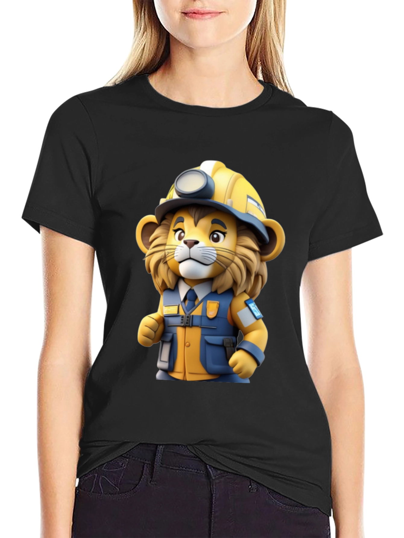 Cartoon Lion Miner T-Shirt