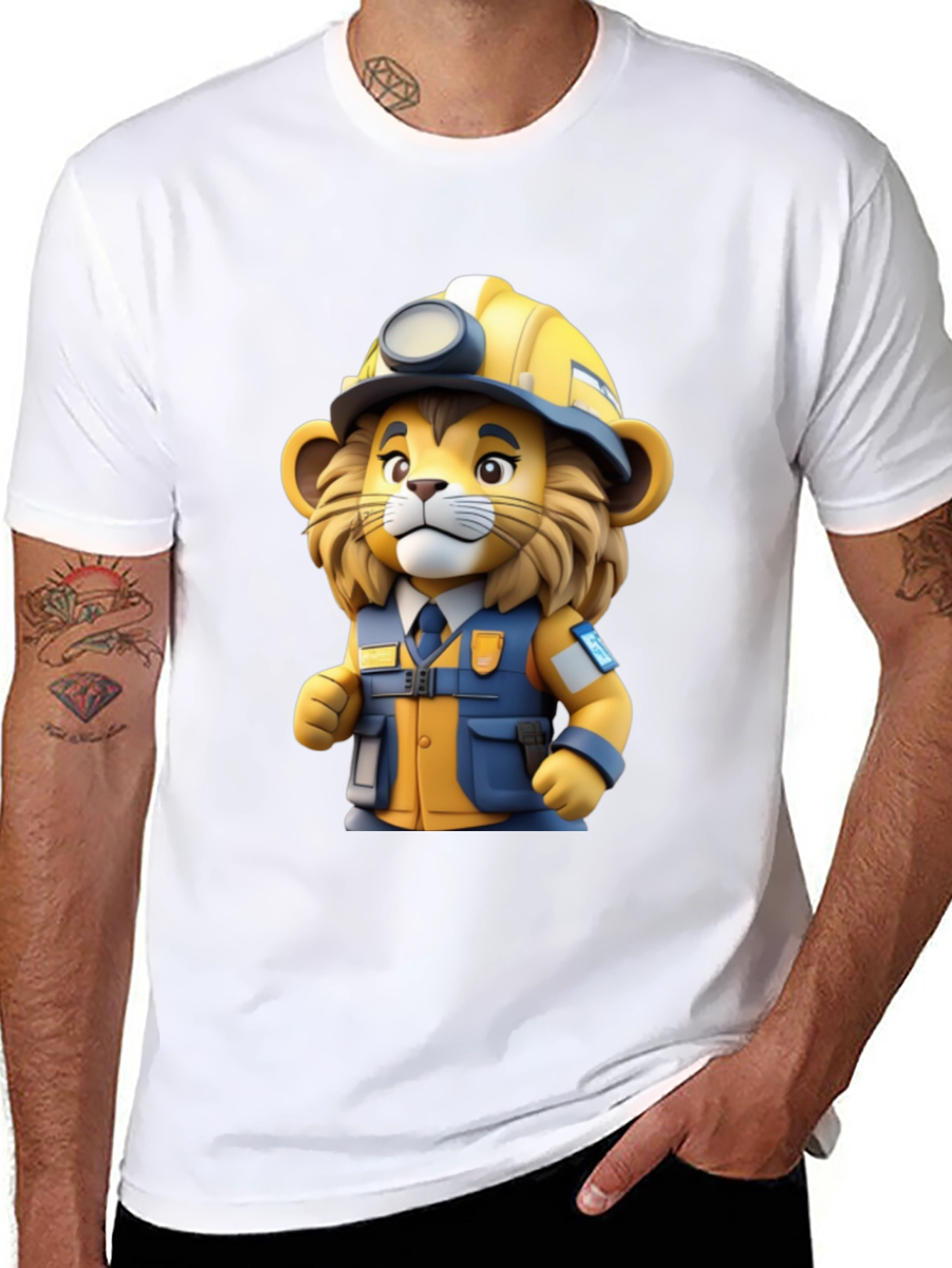 Cartoon Lion Miner T-Shirt