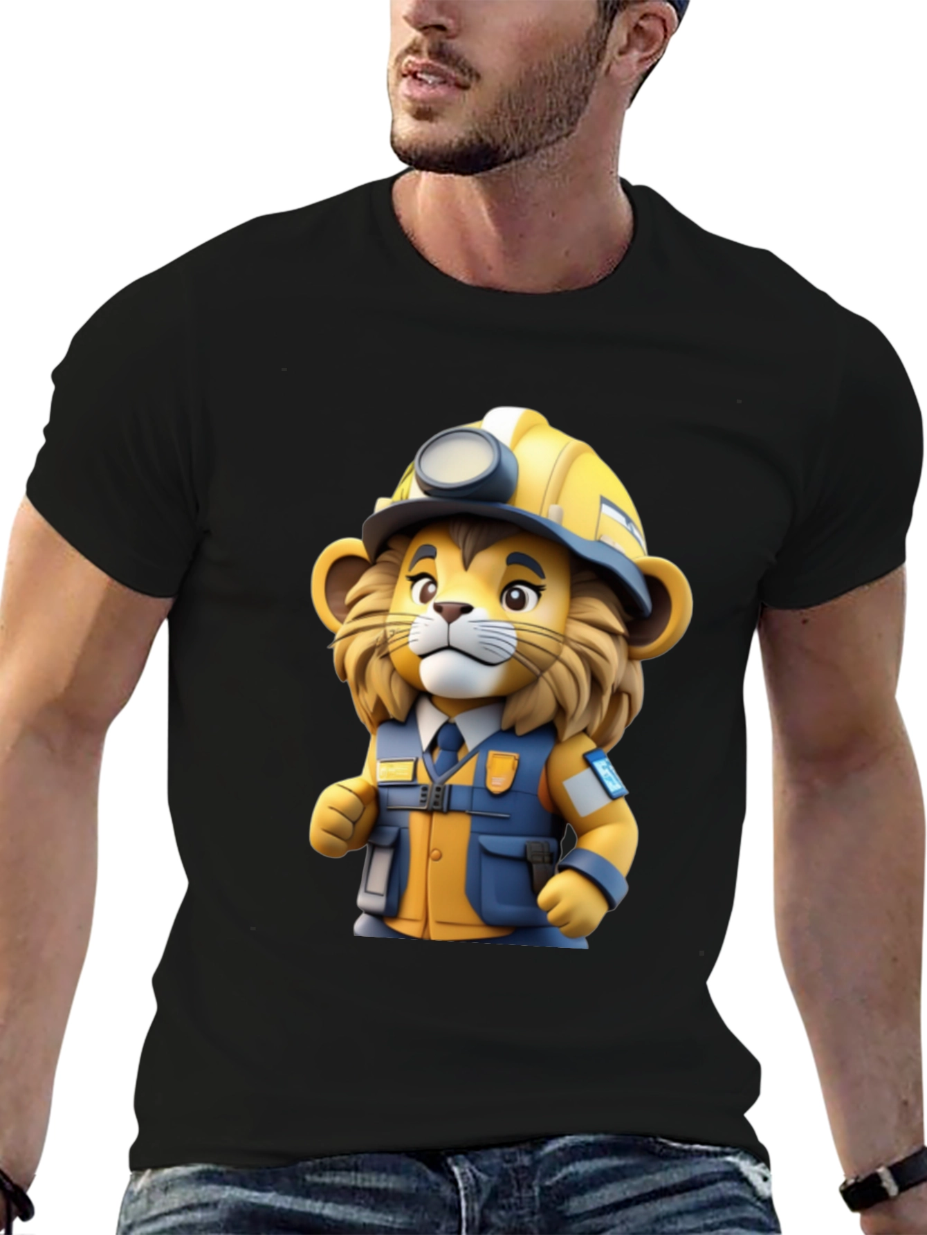 Cartoon Lion Miner T-Shirt