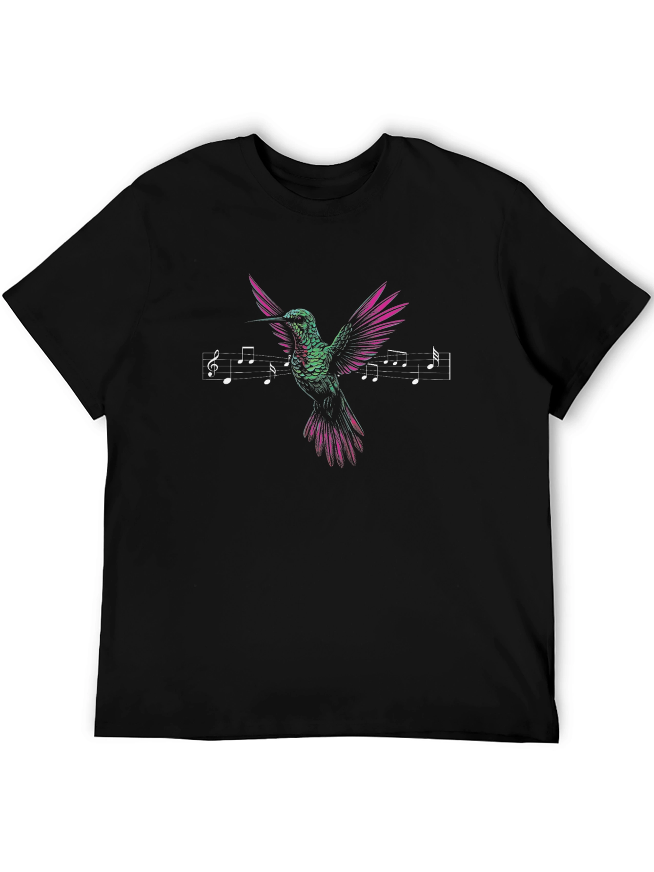 Hummingbird Music Notes Black Graphic Tee