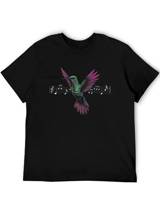 Hummingbird Music Notes Black Graphic Tee