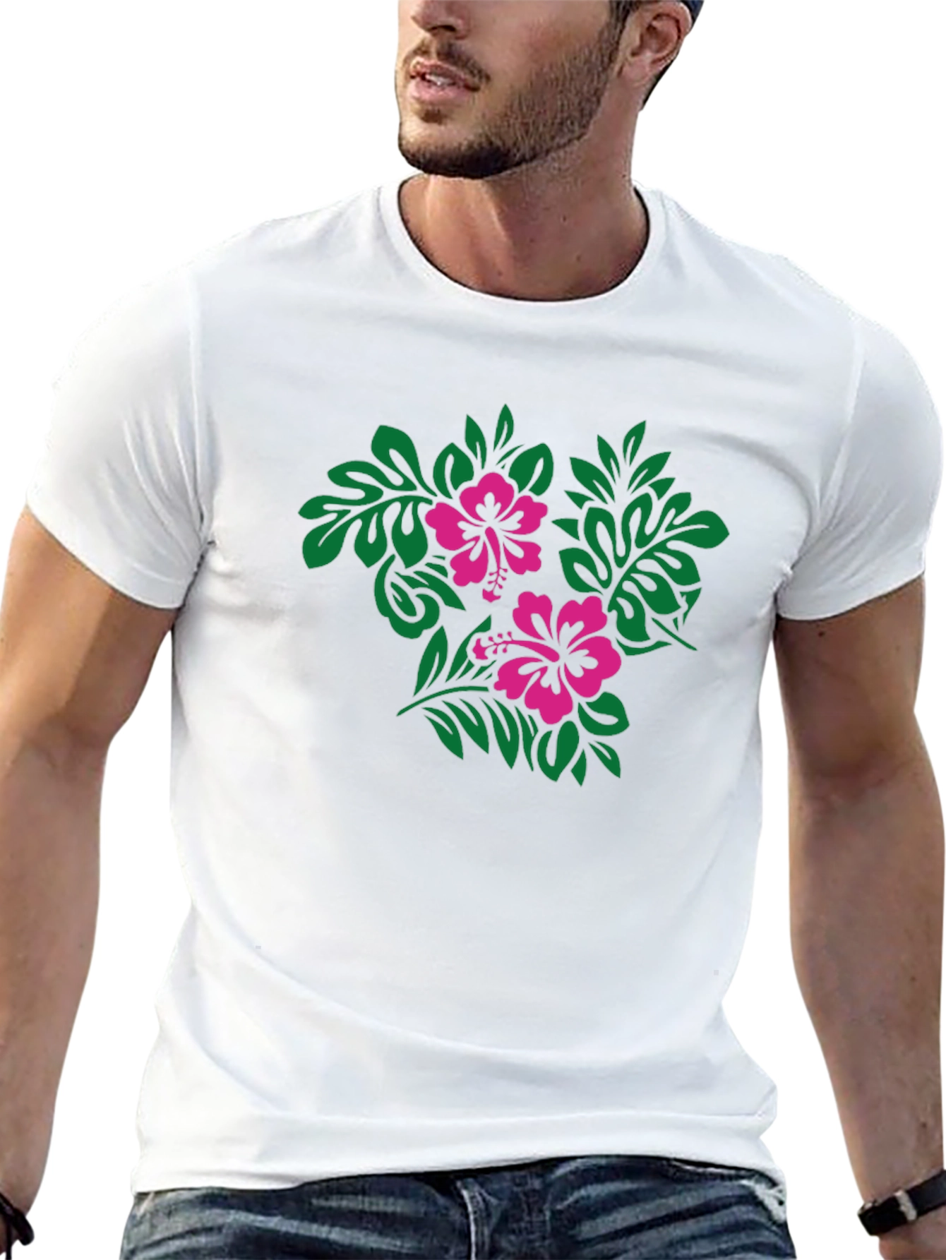 Hibiscus Floral Print Black T-Shirt
