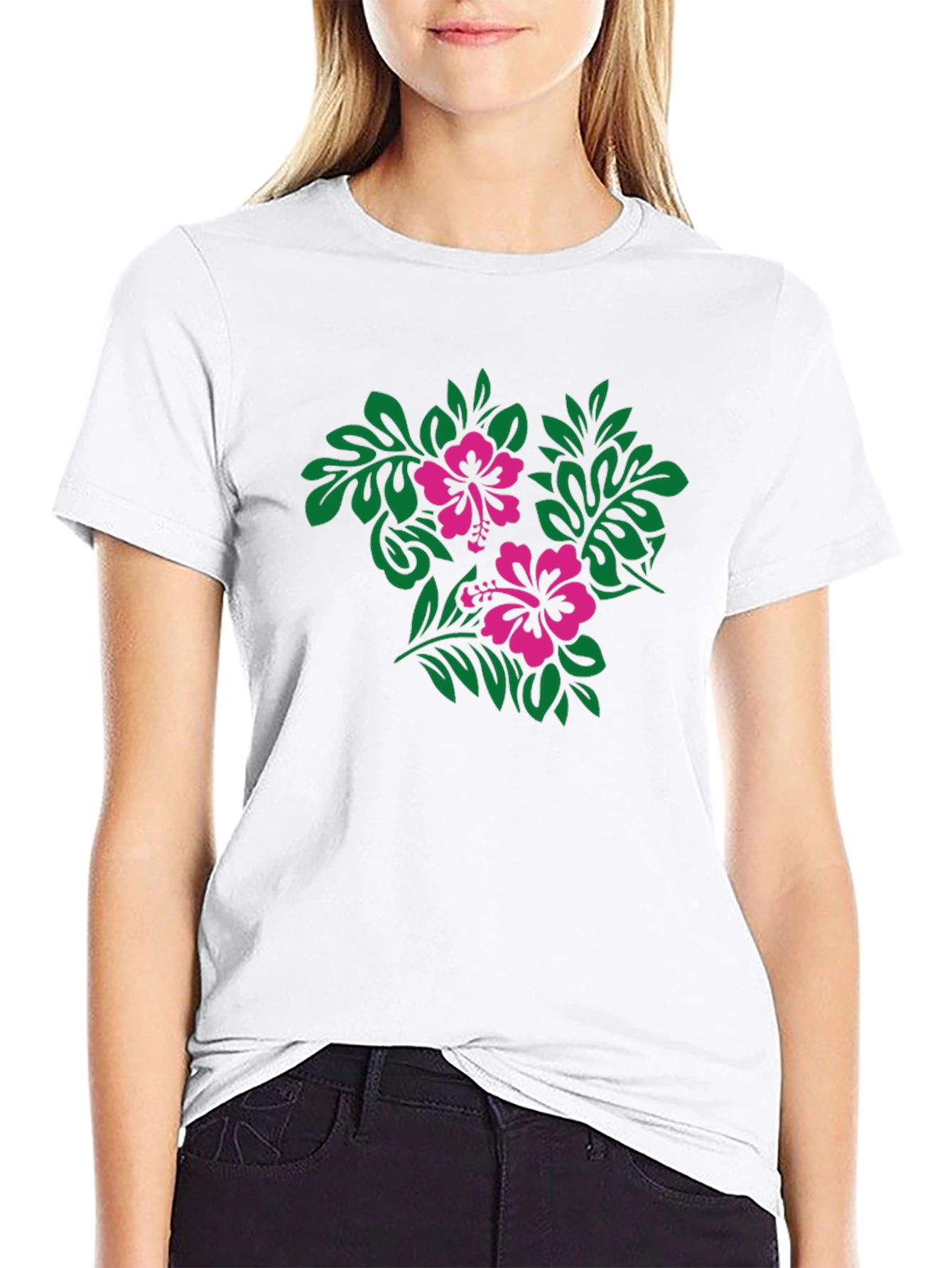 Hibiscus Floral Print Black T-Shirt