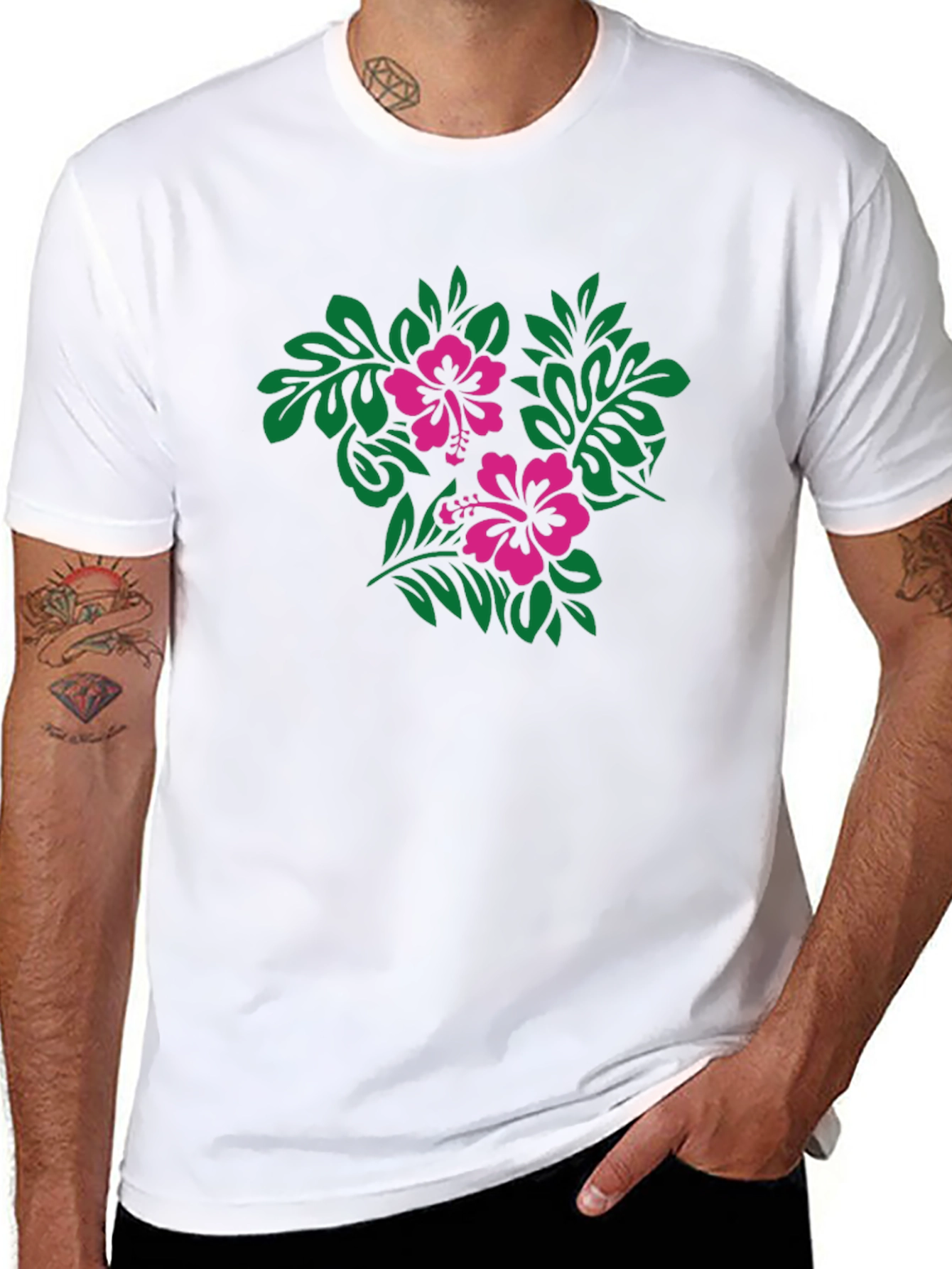 Hibiscus Floral Print Black T-Shirt