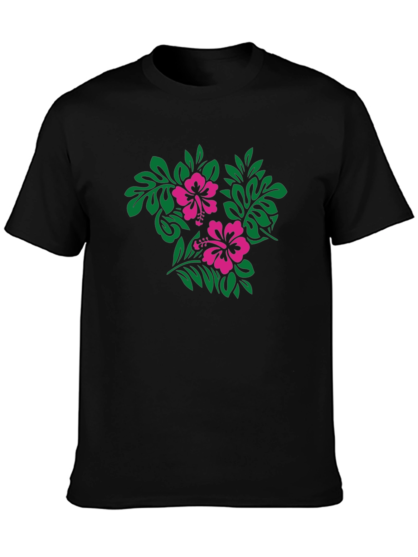 Hibiscus Floral Print Black T-Shirt