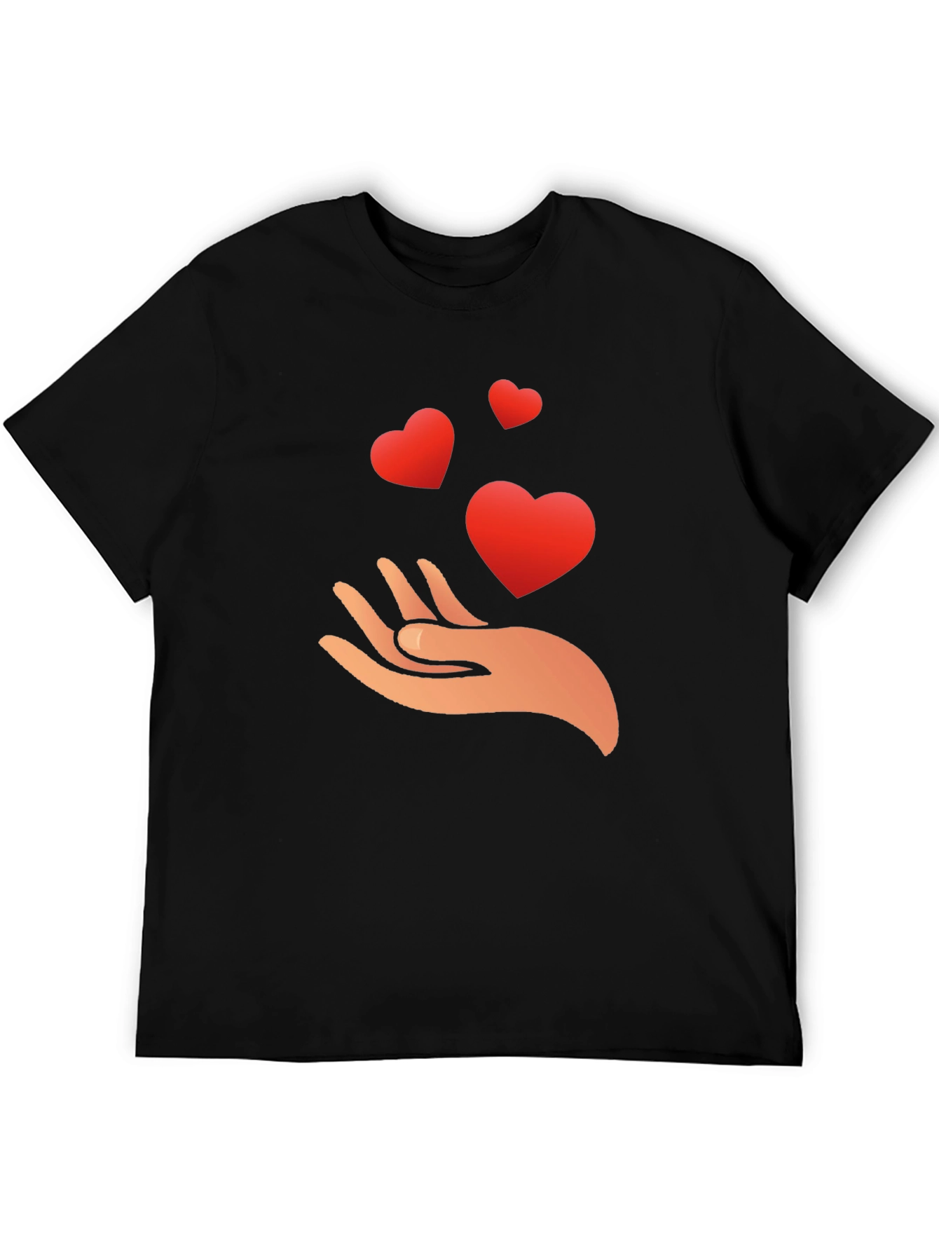 Heart in Hand Graphic Black T-Shirt