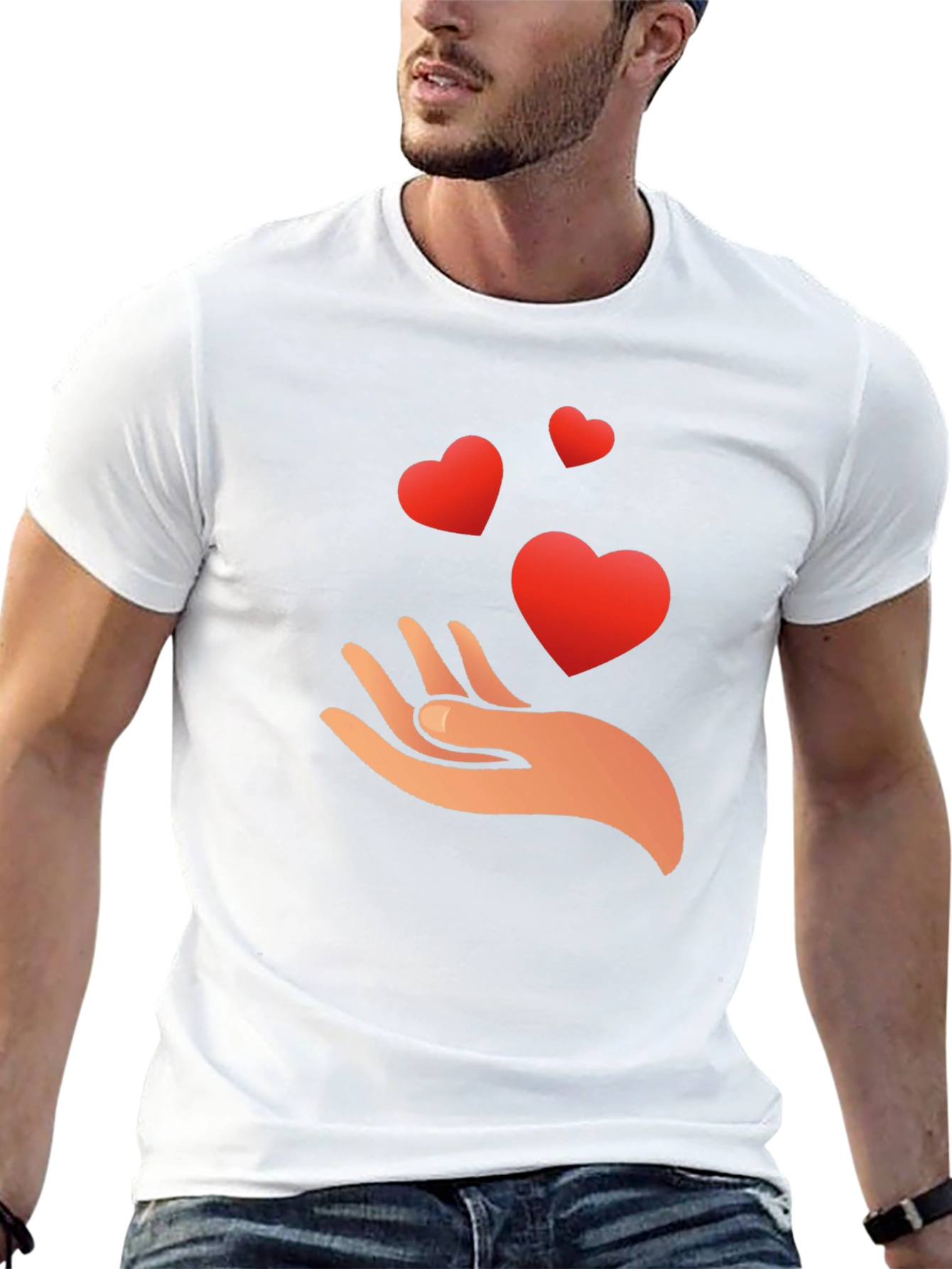Heart in Hand Graphic Black T-Shirt
