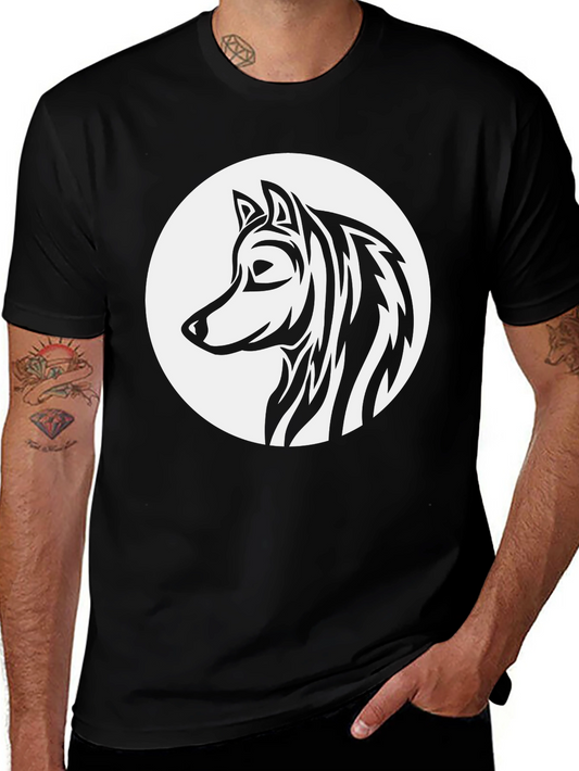 Mens Black Wolf Graphic Tee - Stylish Casual Comfort