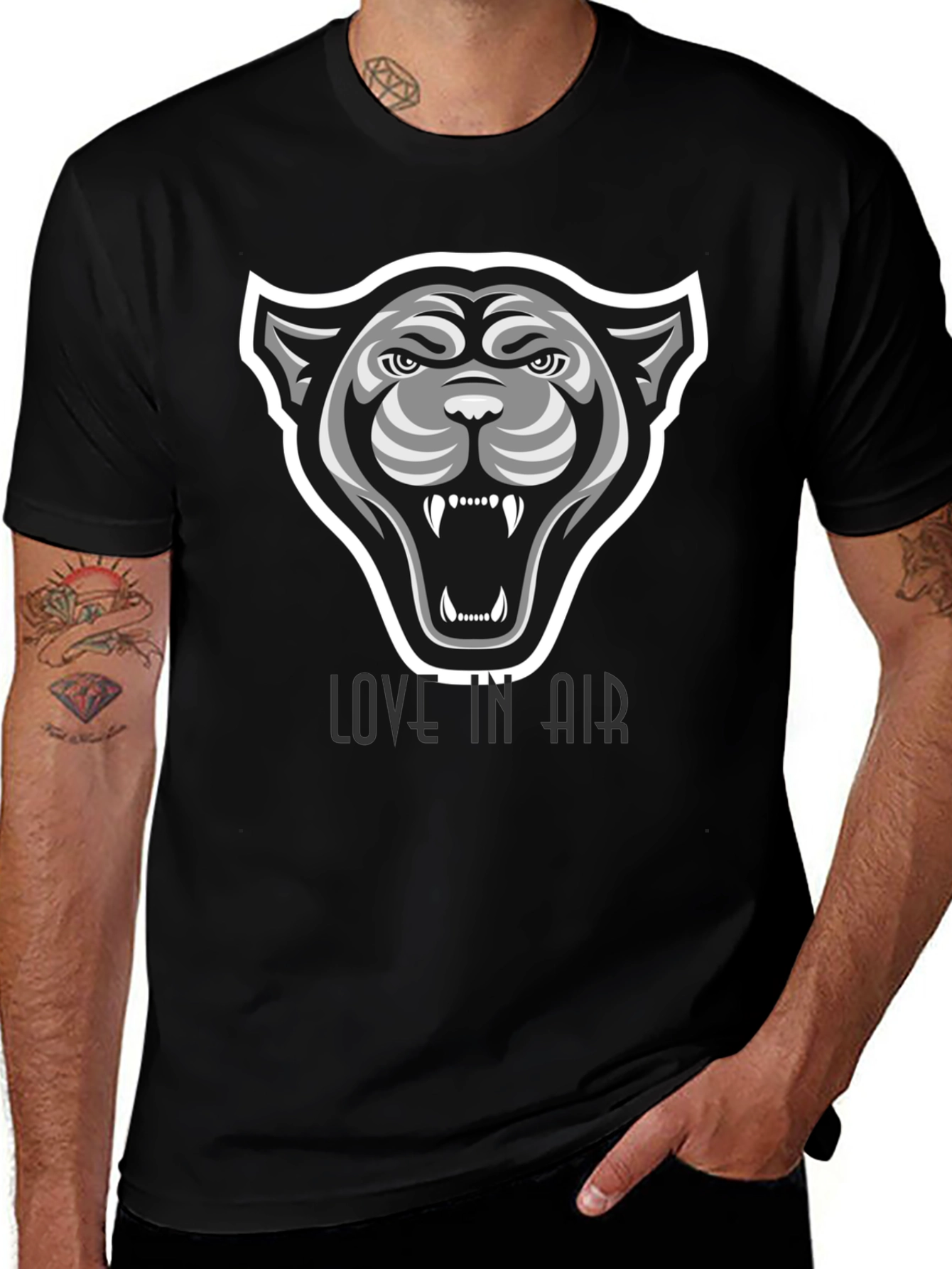 Mens Black T-Shirt - Panther Graphic
