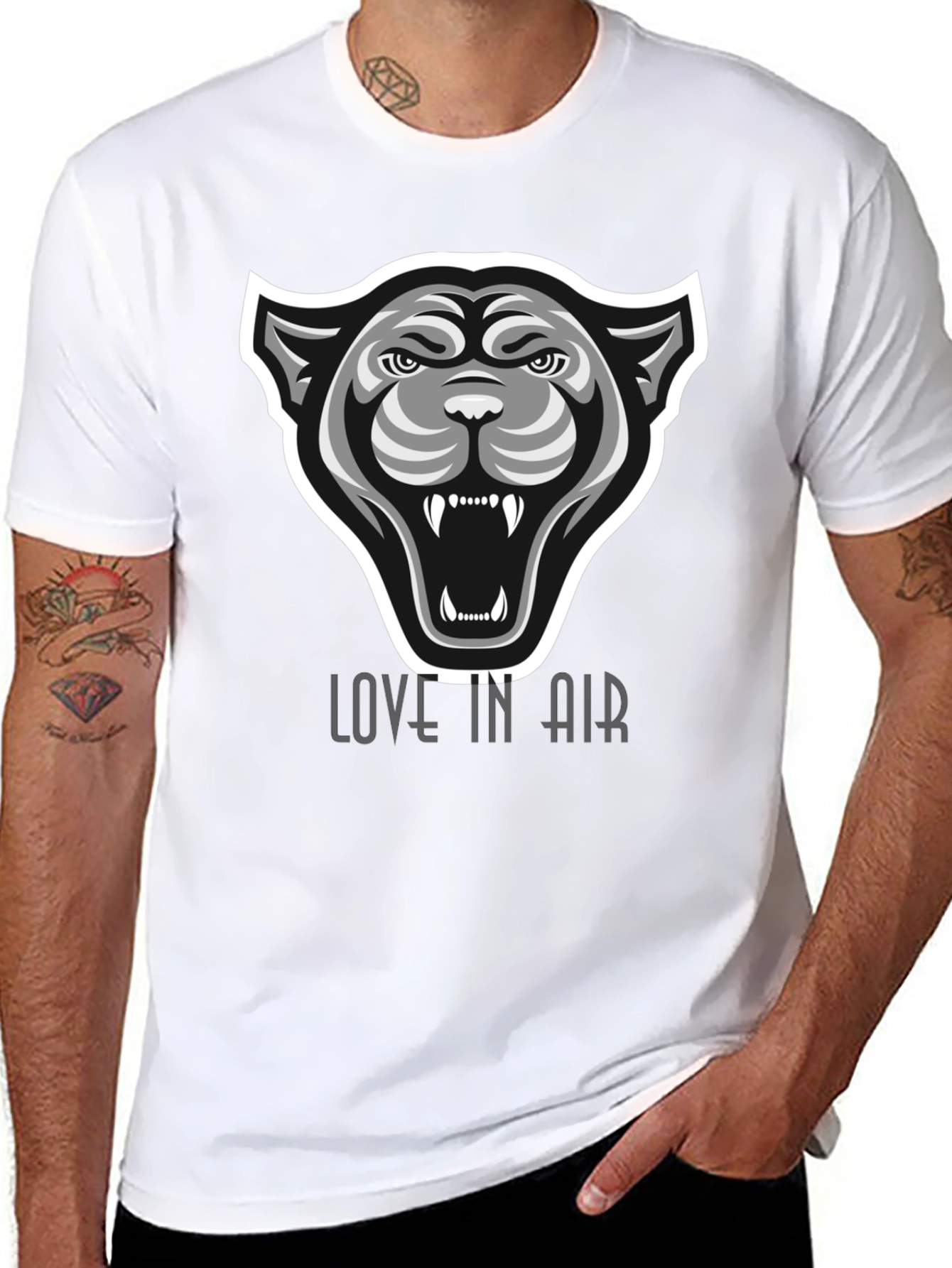 Mens Black T-Shirt - Panther Graphic