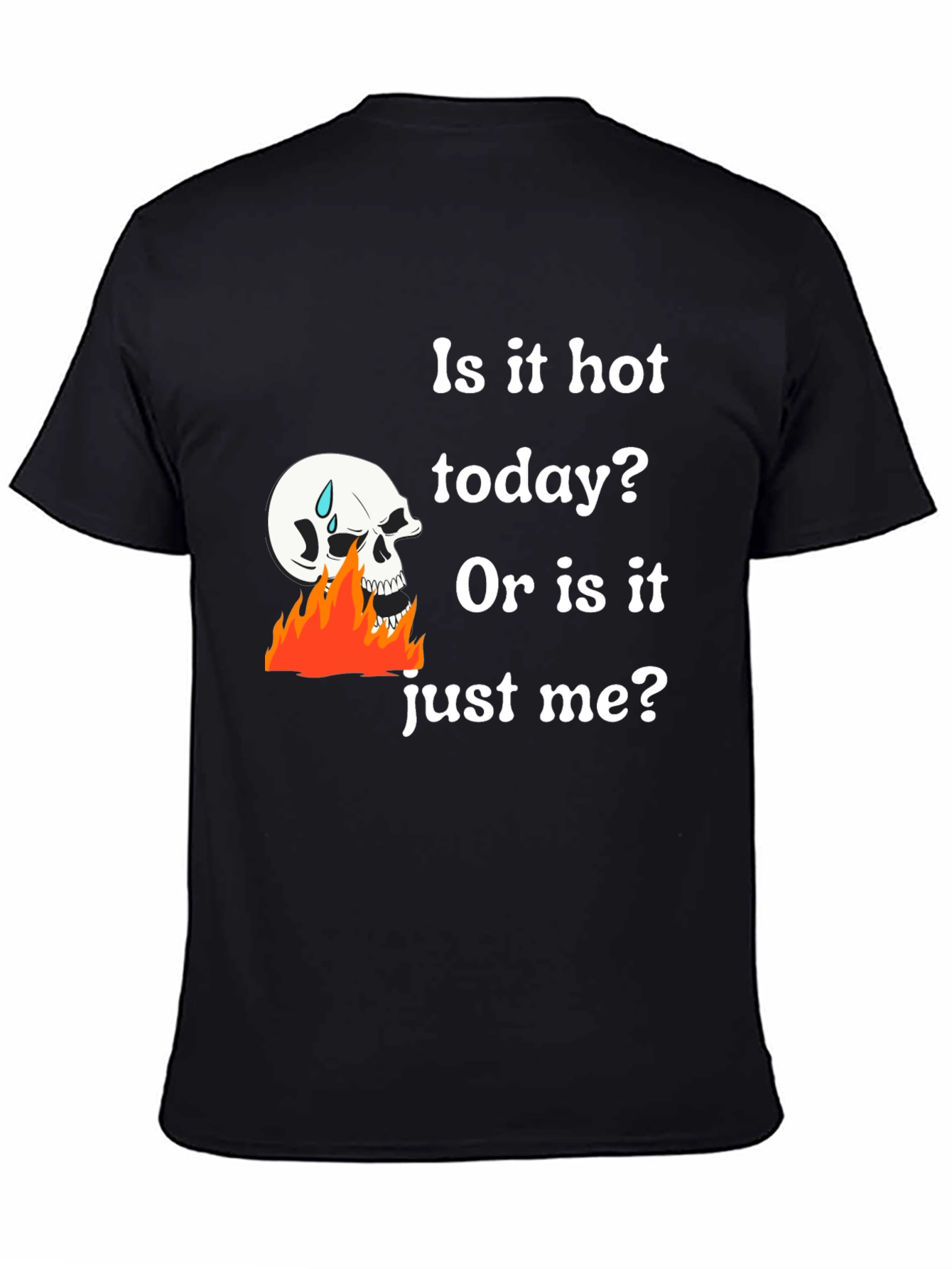 Humorous Skull on Fire Graphic T-Shirt