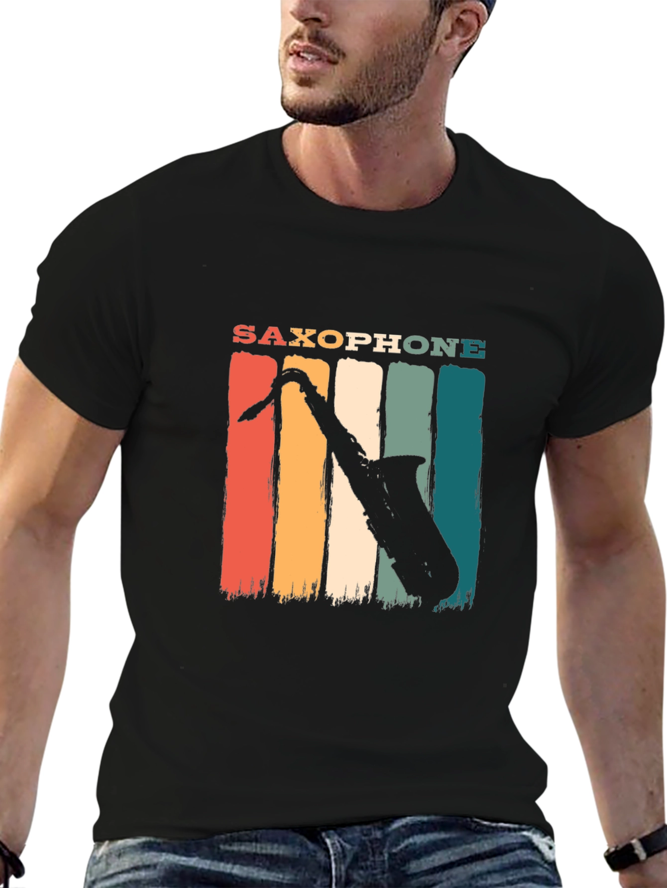 Saxophone Retro Graphic Tee - Music Lover T-Shirt
