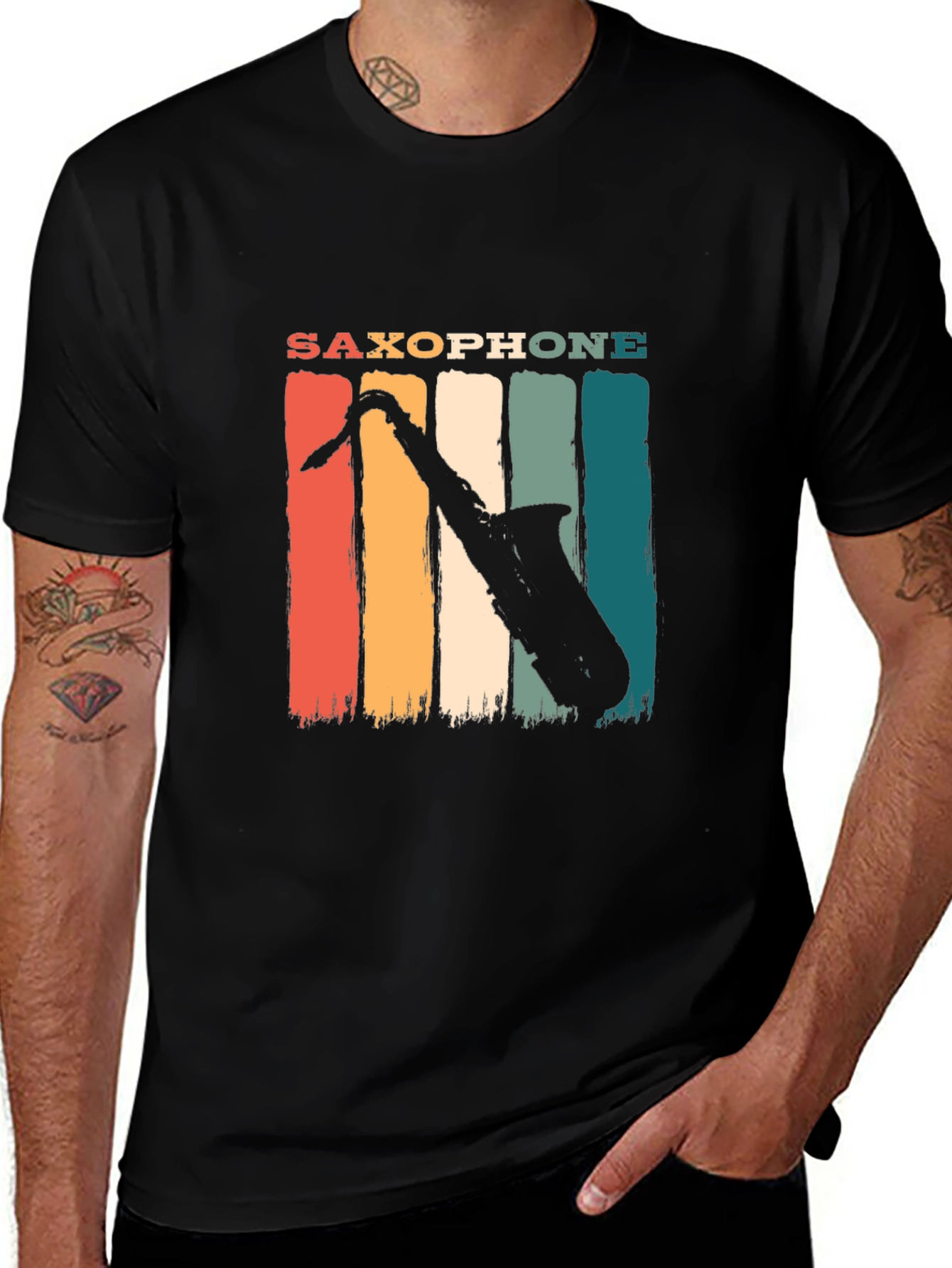 Saxophone Retro Graphic Tee - Music Lover T-Shirt