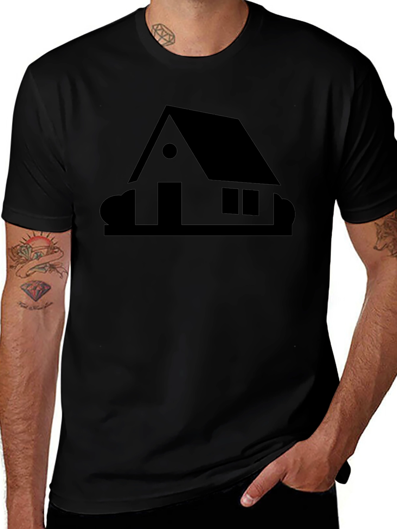 Minimalist House Graphic Black T-Shirt