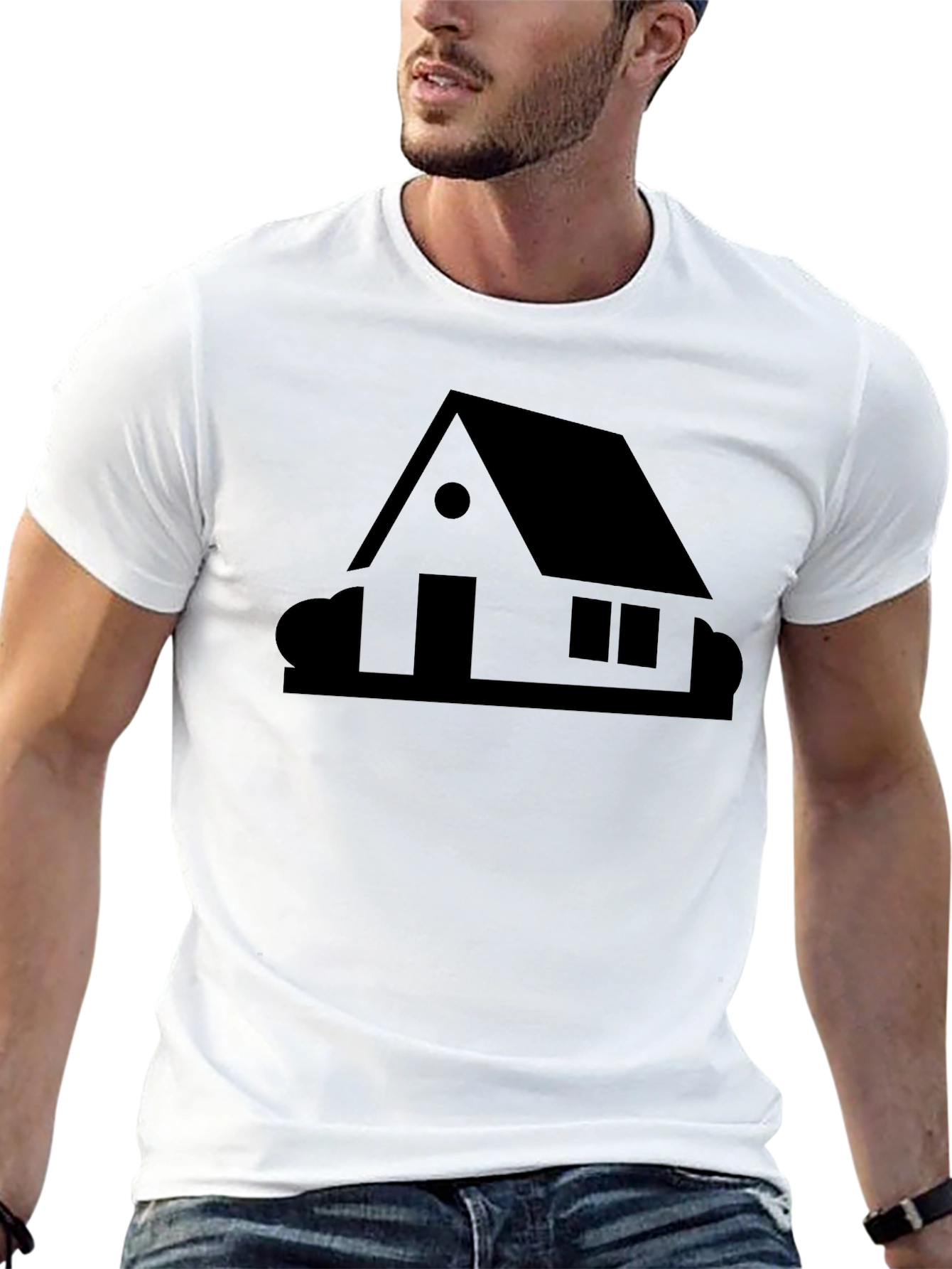 Minimalist House Graphic Black T-Shirt