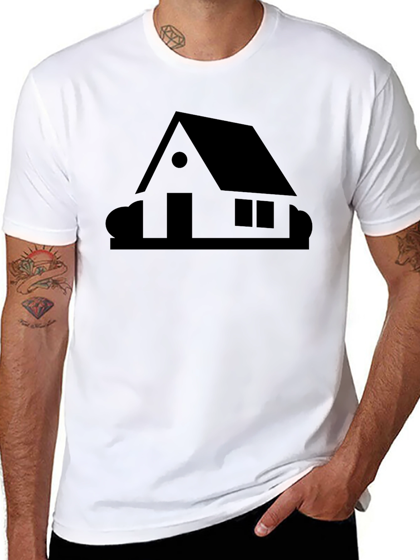 Minimalist House Graphic Black T-Shirt