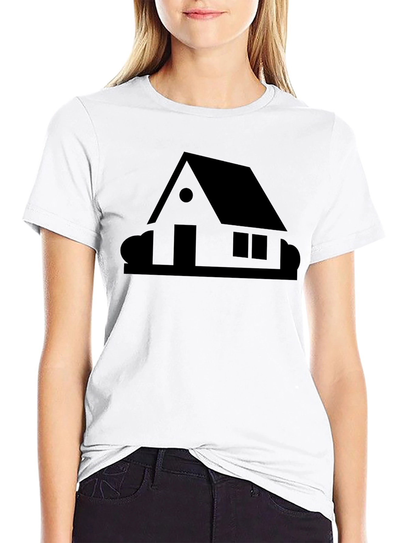 Minimalist House Graphic Black T-Shirt