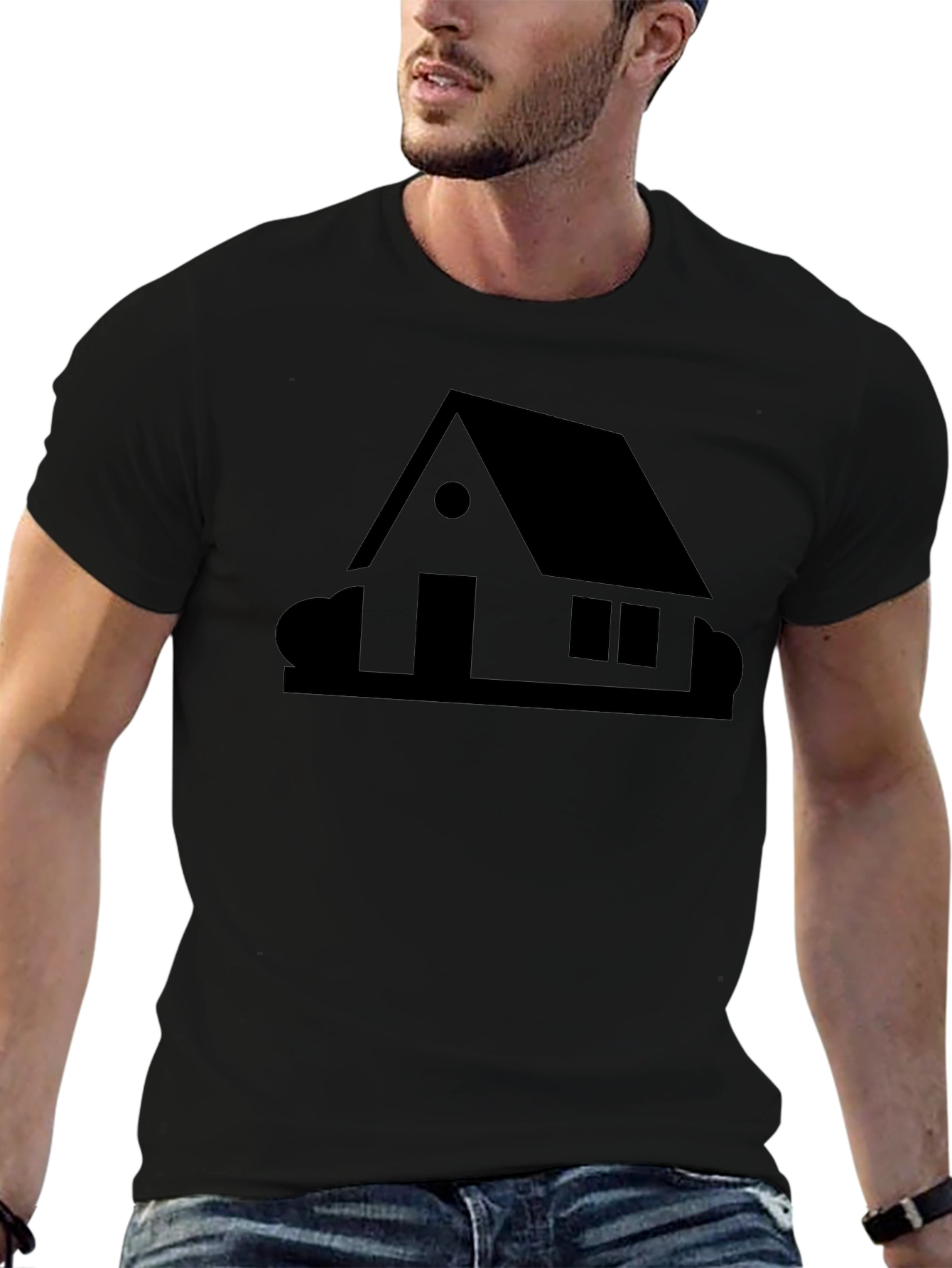 Minimalist House Graphic Black T-Shirt