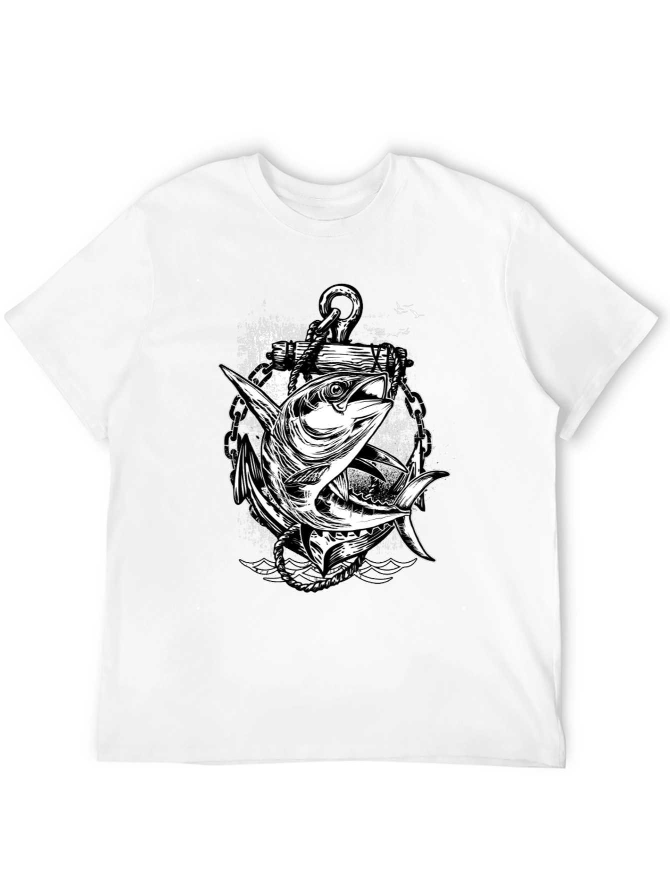 Anchor & Fish Graphic Tee - Black
