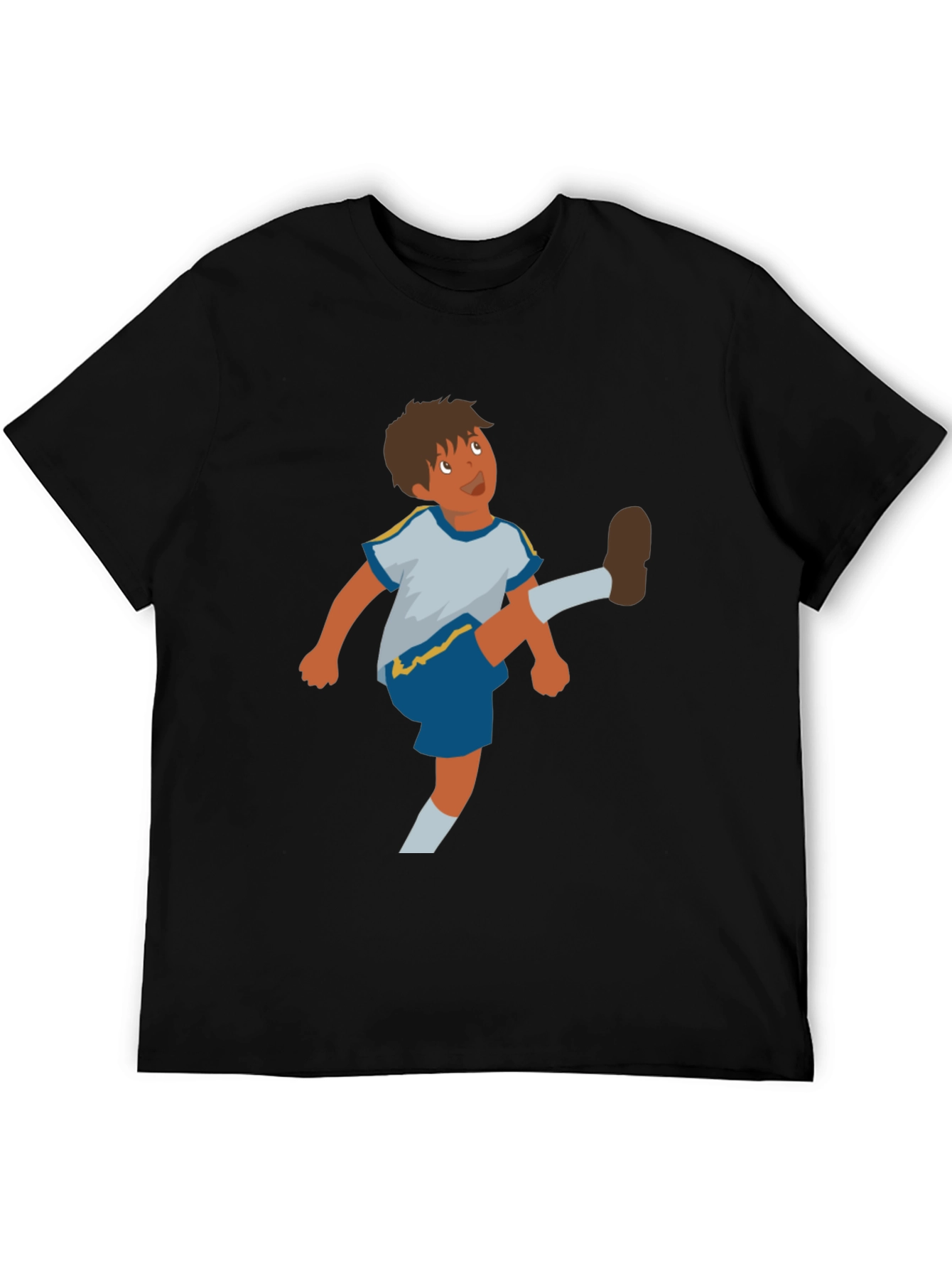 Cartoon Soccer Boy Graphic Tee - Casual Comfort