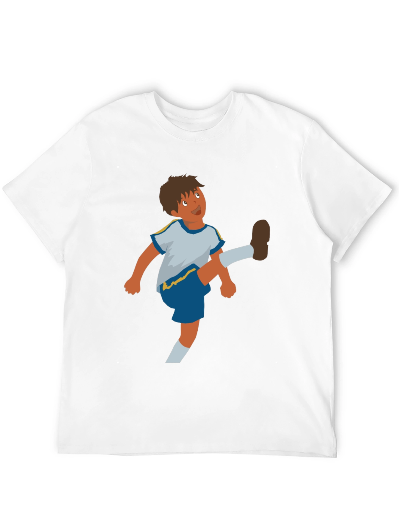 Cartoon Soccer Boy Graphic Tee - Casual Comfort