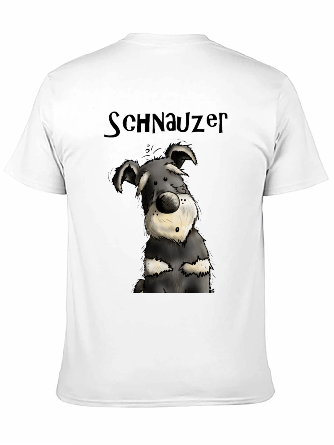 Schnauzer Cartoon Dog Graphic Tee - Black Cotton T-Shirt