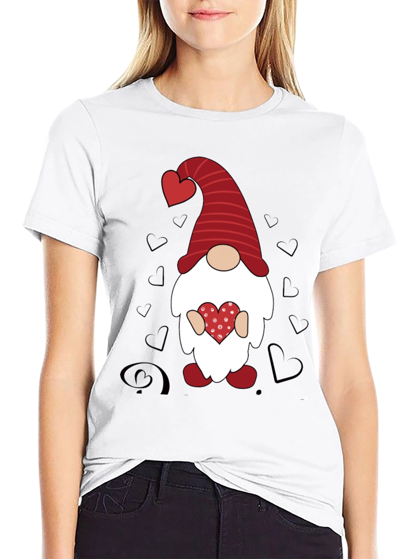 Valentines Gnome Graphic Tee - Black