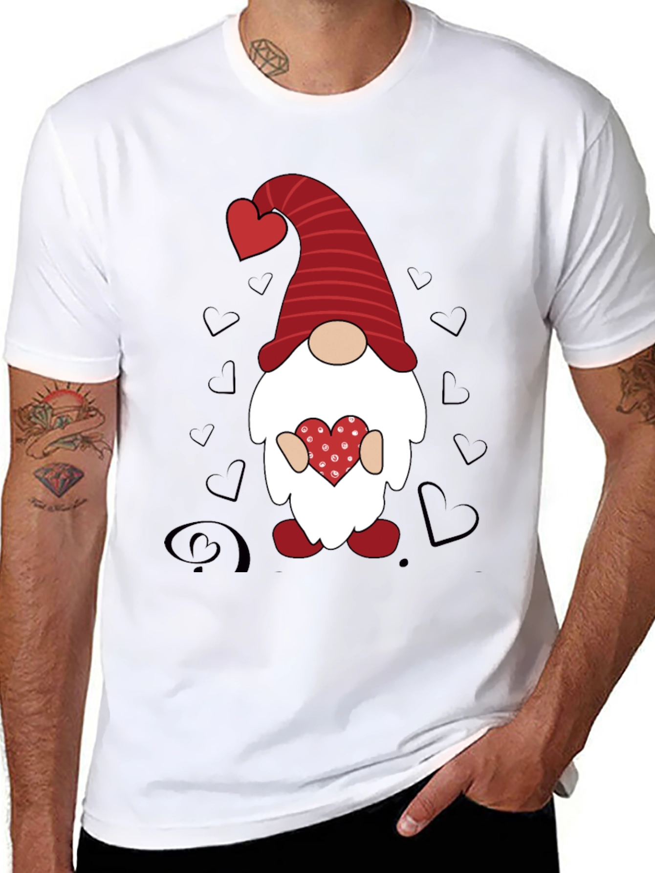 Valentines Gnome Graphic Tee - Black