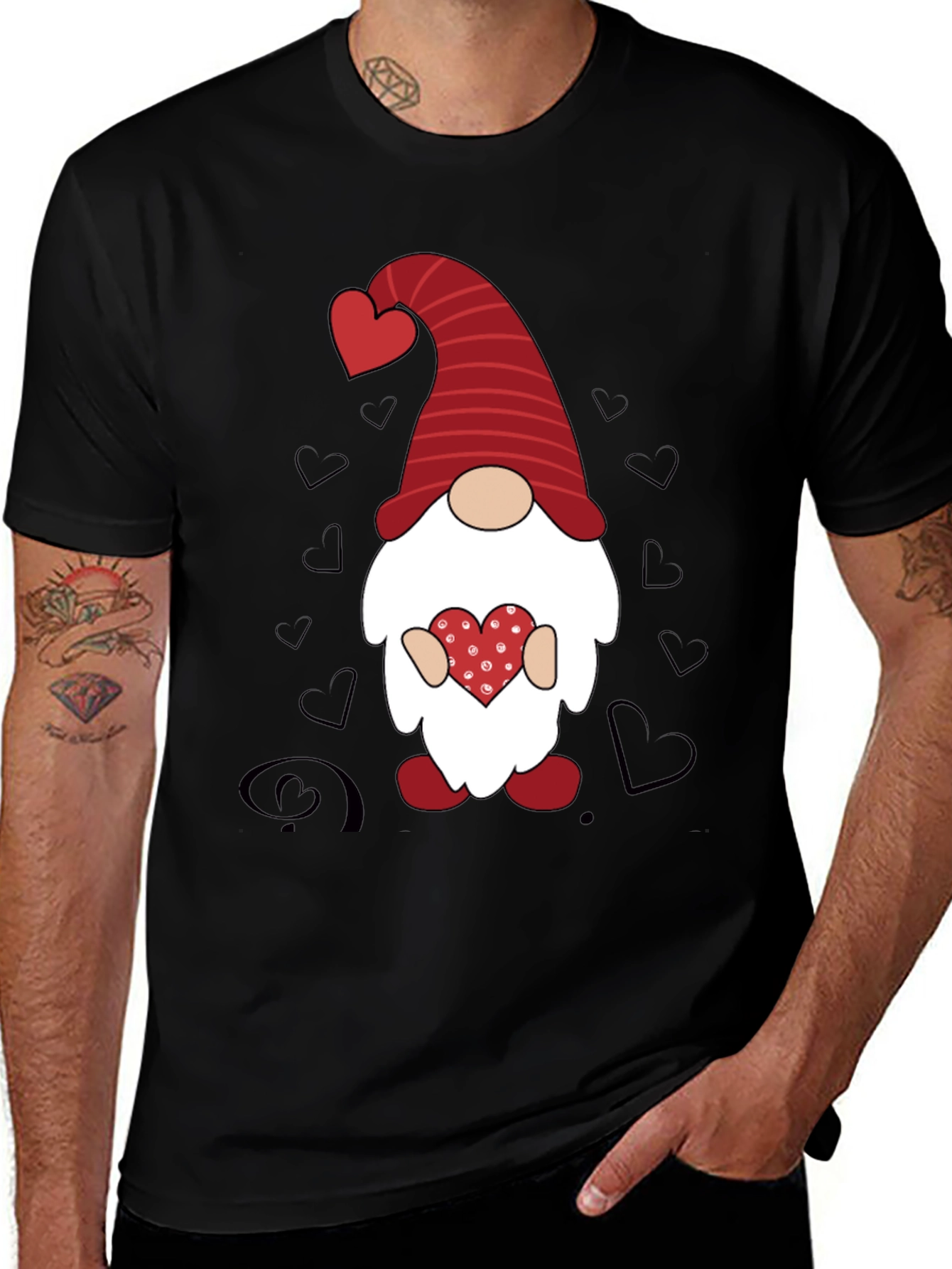 Valentines Gnome Graphic Tee - Black