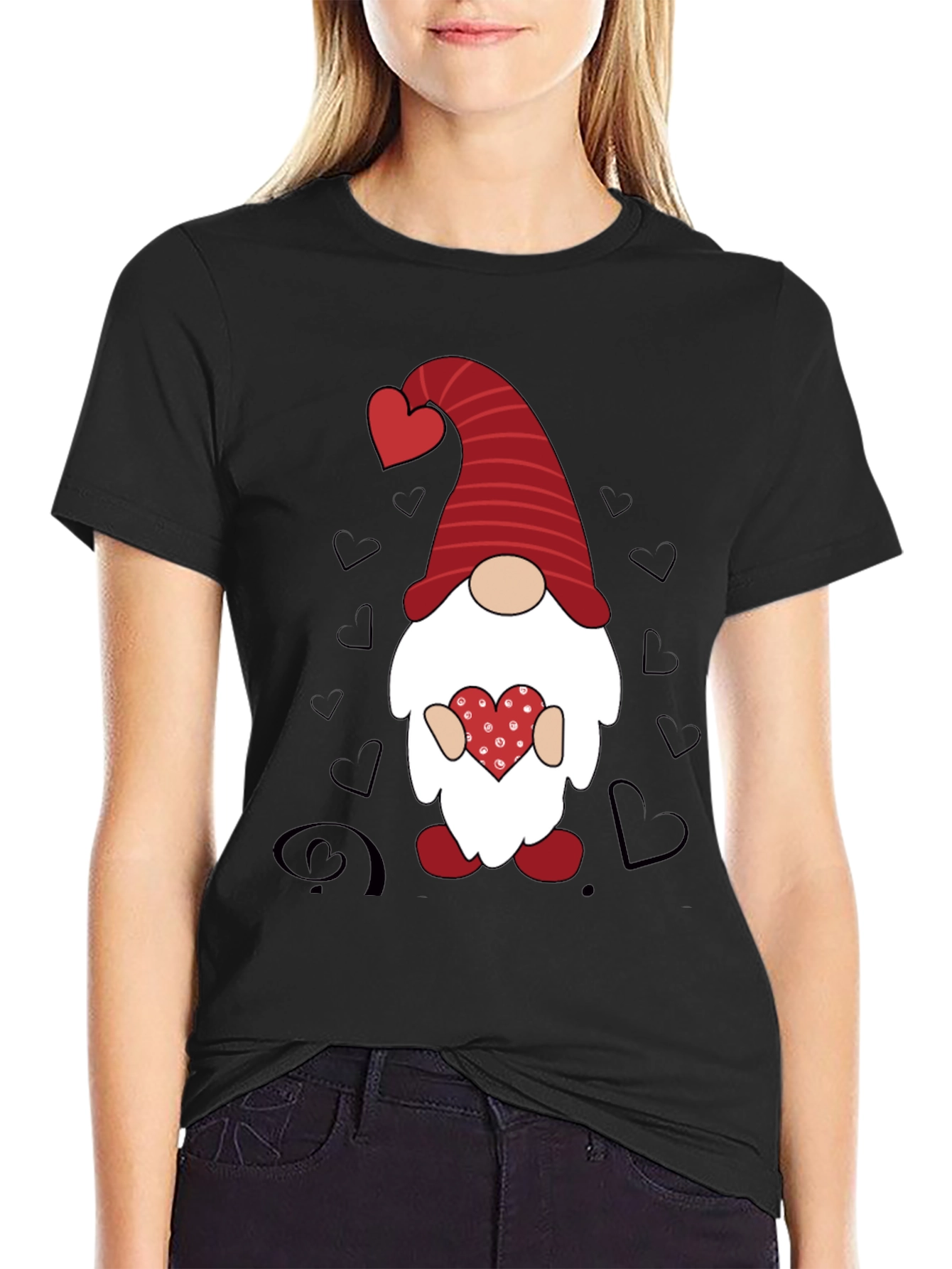 Valentines Gnome Graphic Tee - Black