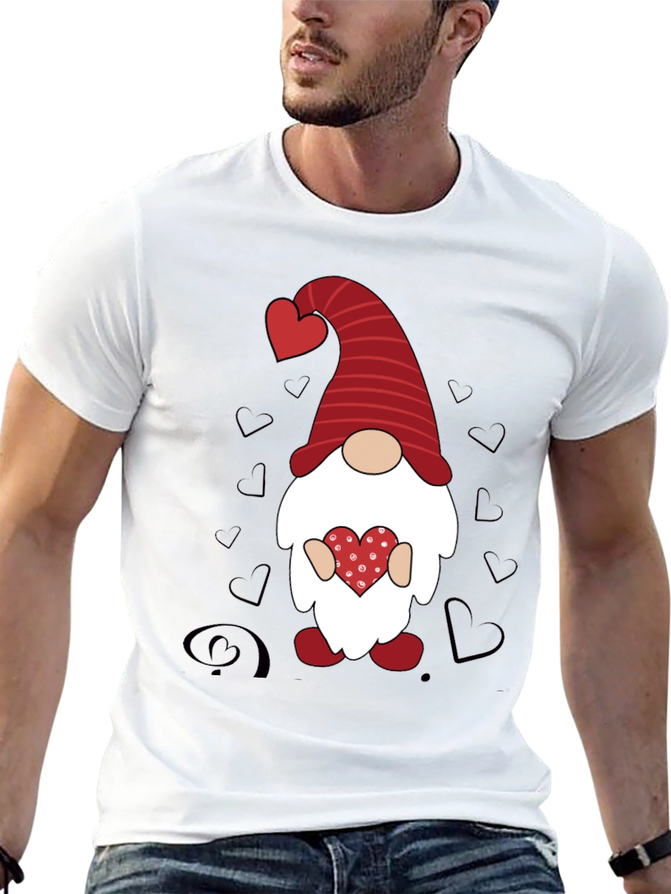 Valentines Gnome Graphic Tee - Black