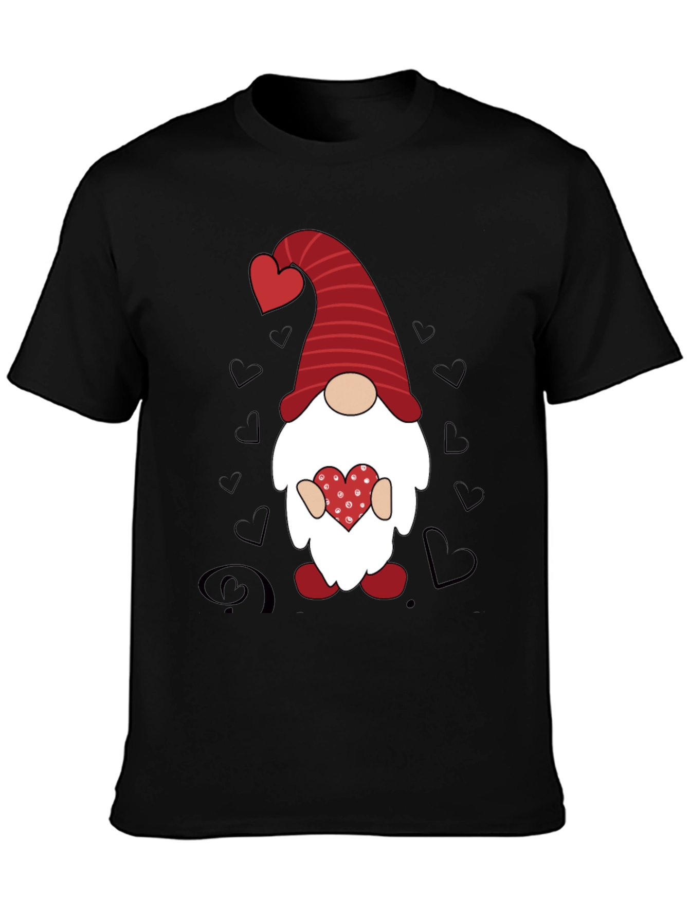 Valentines Gnome Graphic Tee - Black