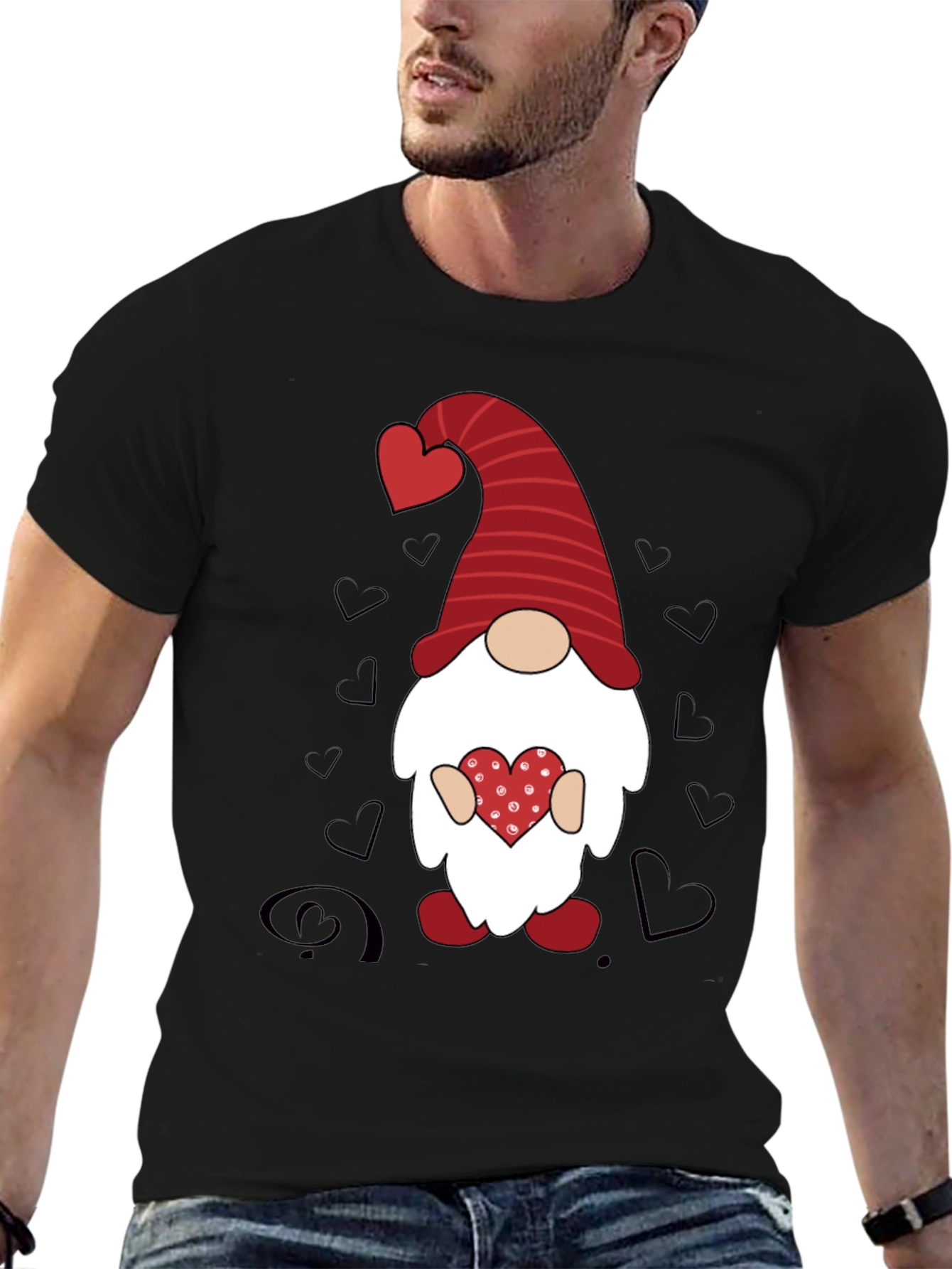 Valentines Gnome Graphic Tee - Black