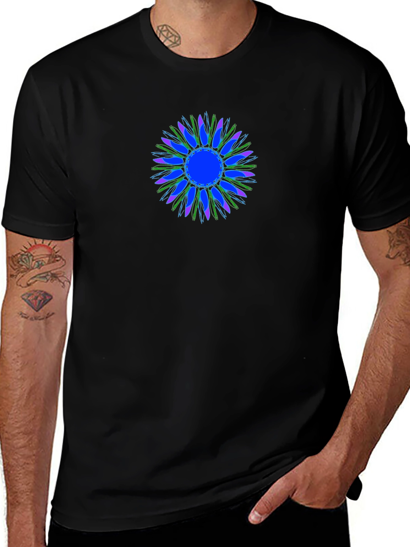 Abstract Floral Graphic Tee - Black