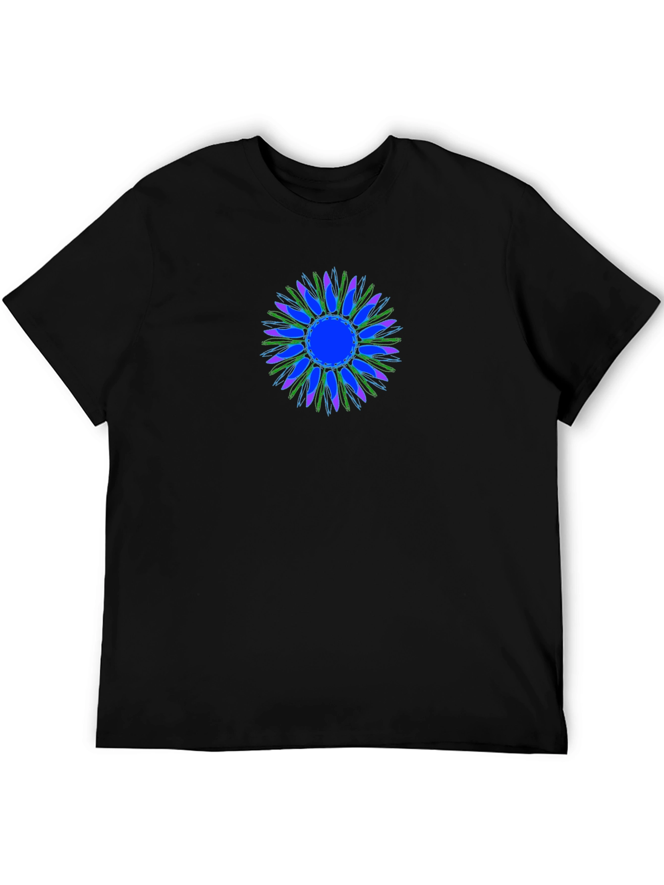 Abstract Floral Graphic Tee - Black