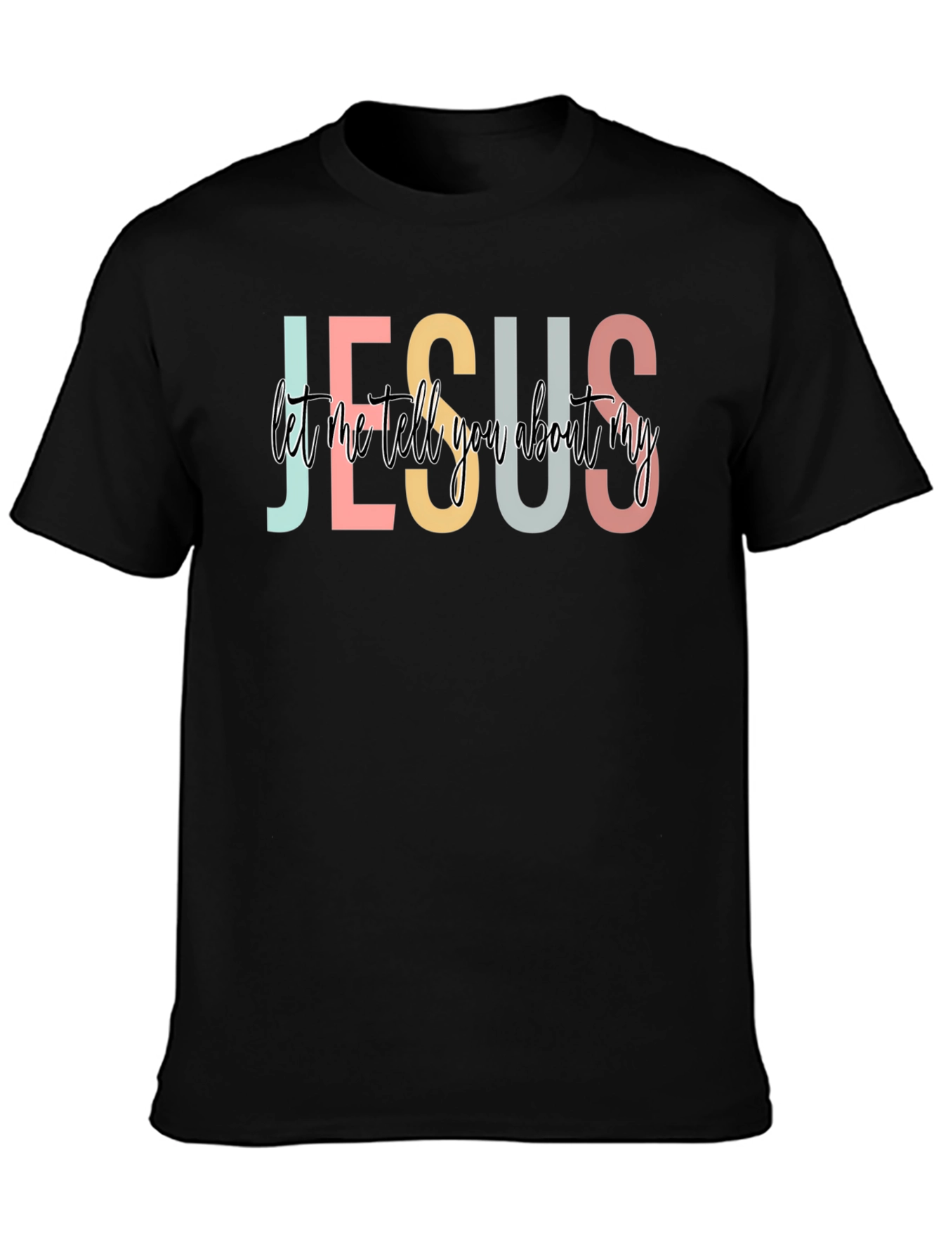 Jesus Graphic Print Black T-Shirt