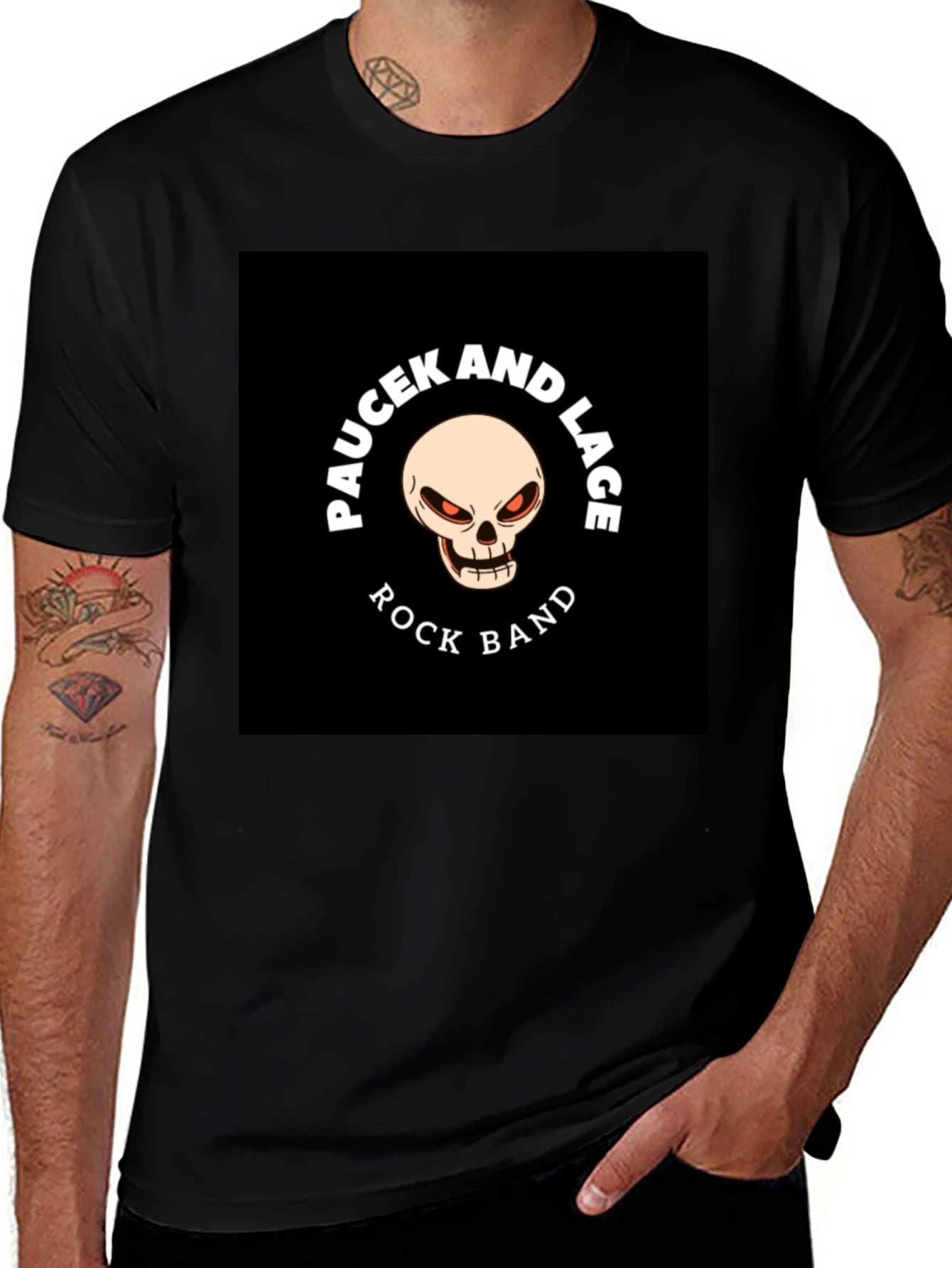 Paucek And Lace Rock Band Black T-Shirt