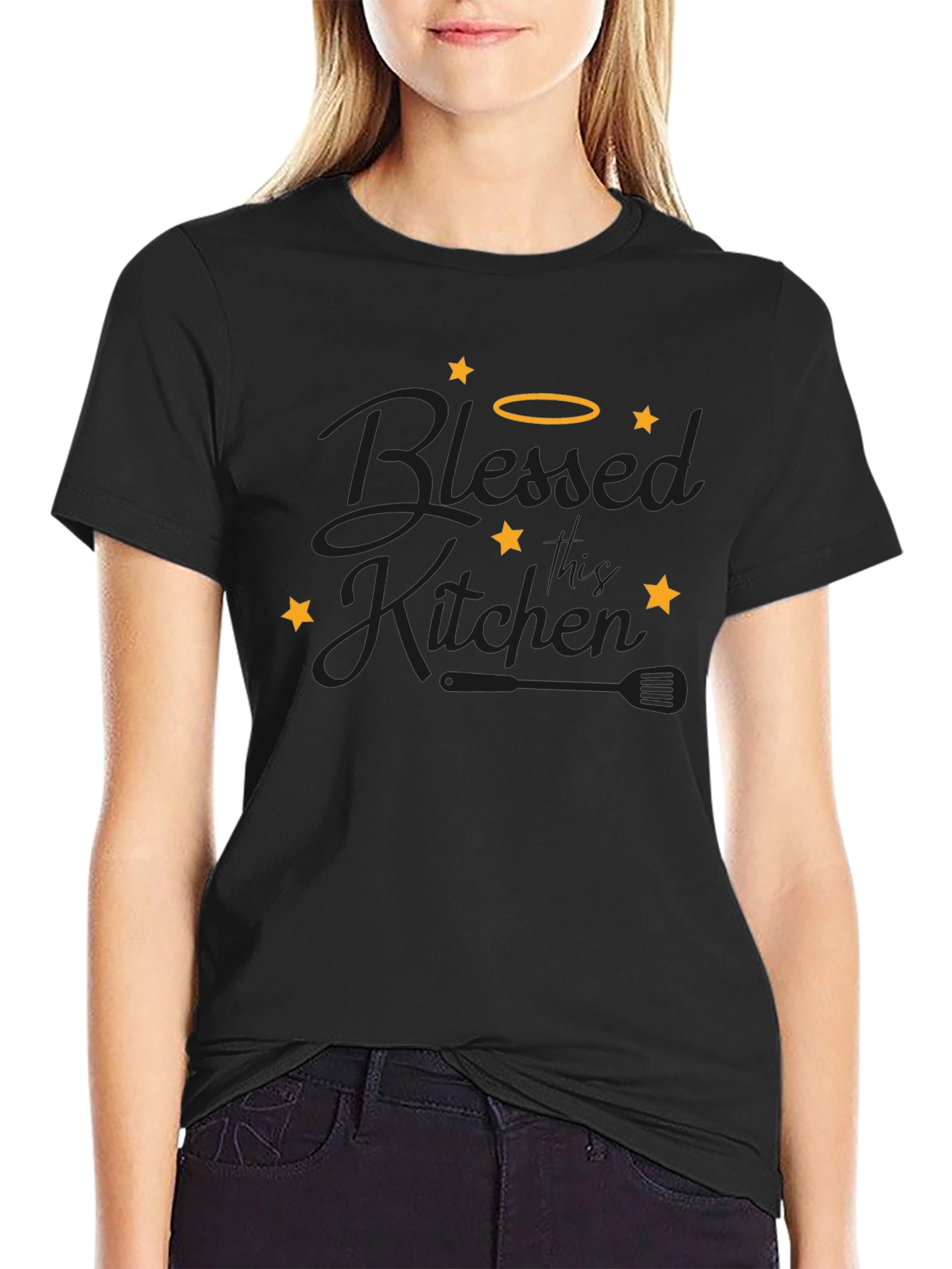 Blessed Kitchen Graphic Tee - Black Cotton T-Shirt