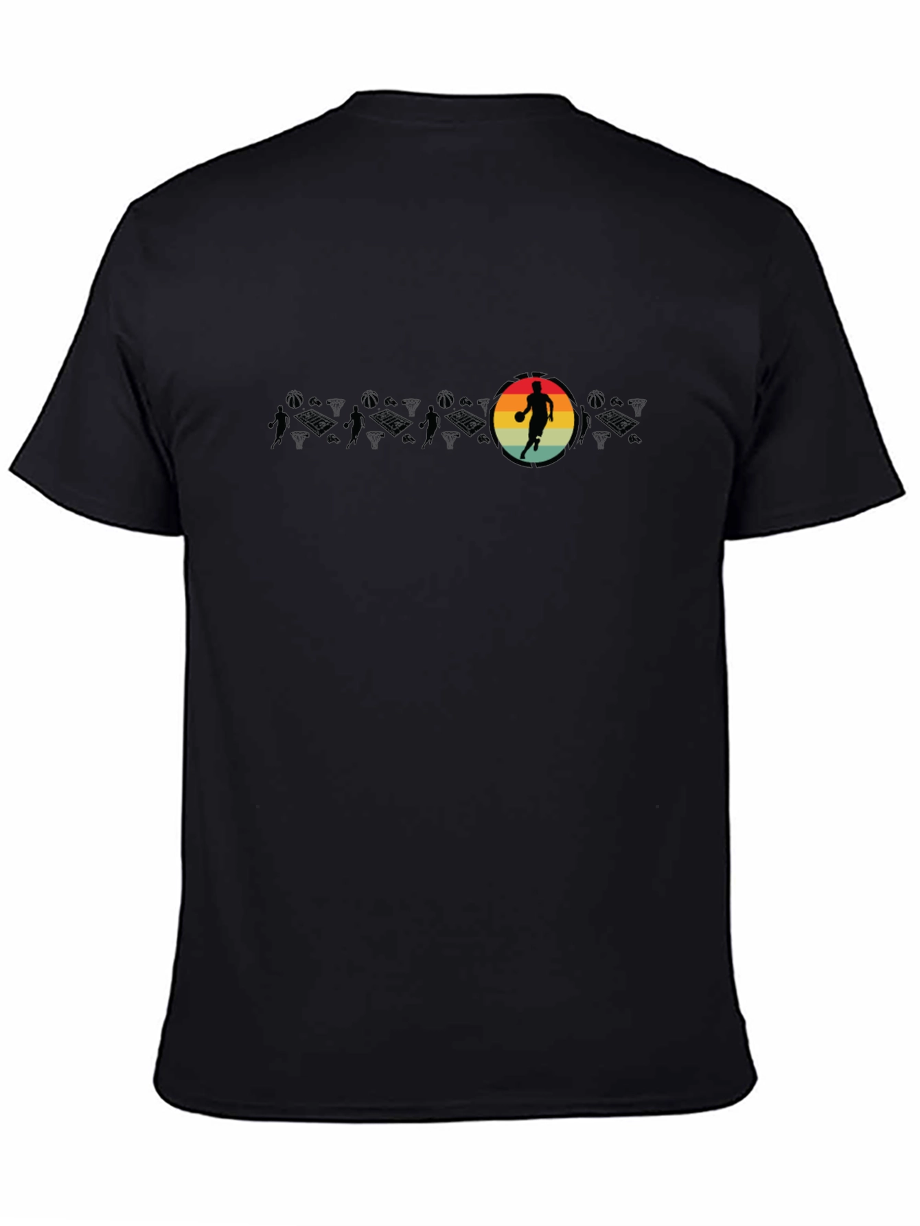 Retro Basketball Player Black T-Shirt
