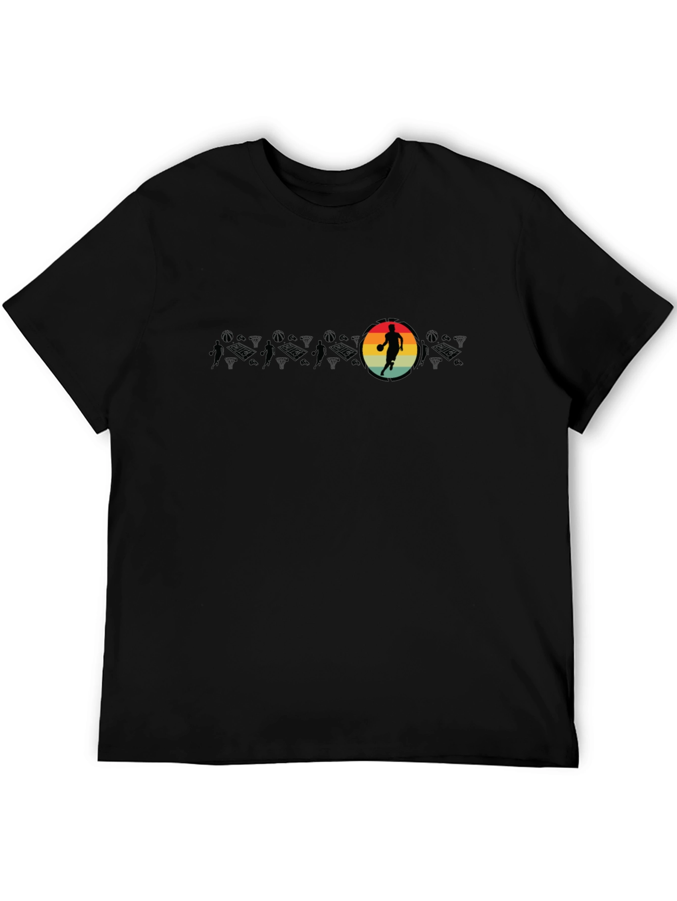 Retro Basketball Player Black T-Shirt