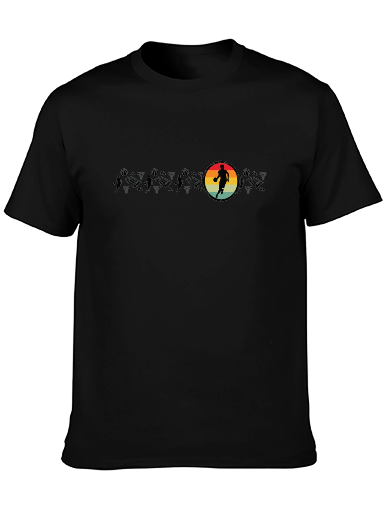 Retro Basketball Player Black T-Shirt