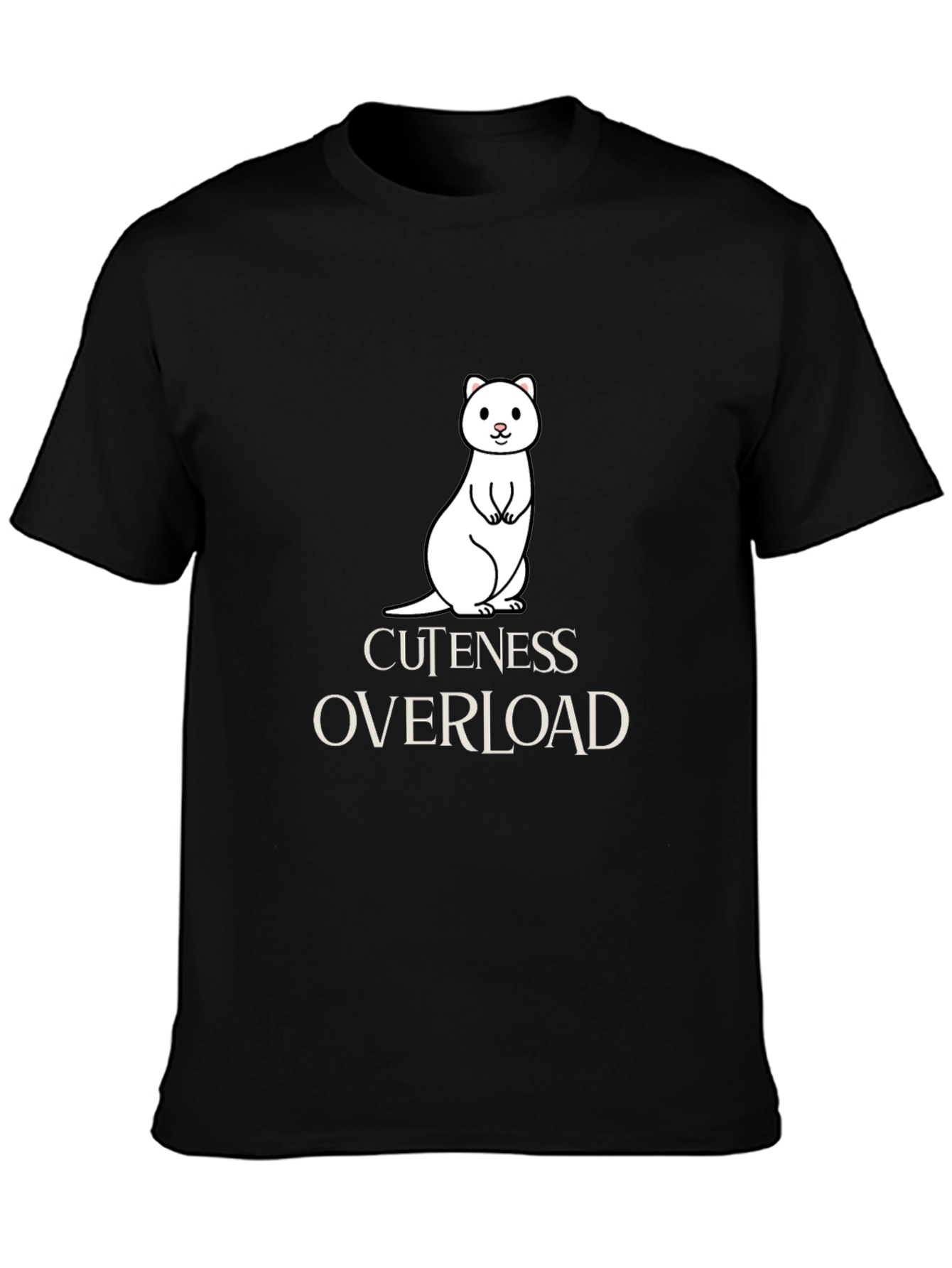 Cute Ermine Cuteness Overload Black T-Shirt