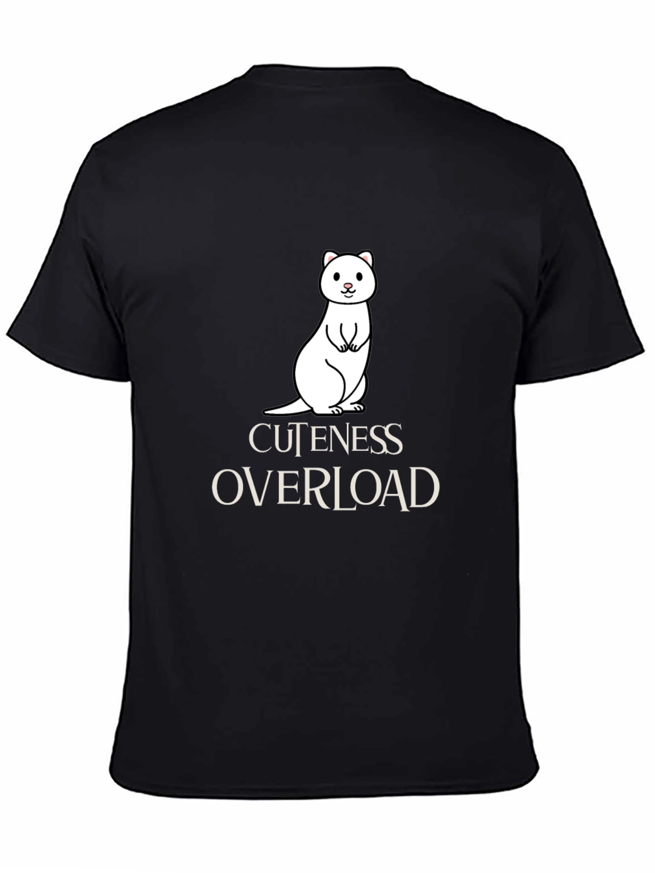 Cute Ermine Cuteness Overload Black T-Shirt