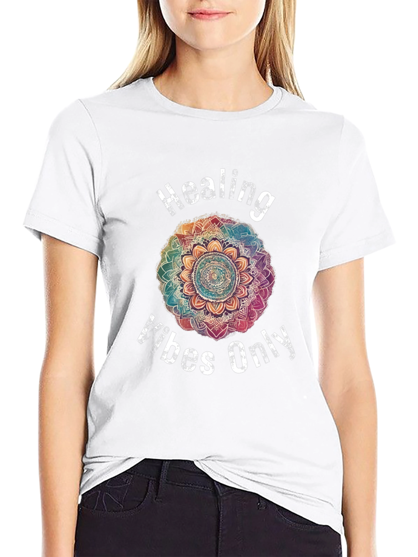 Healing Vibes Only Mandala Graphic T-Shirt
